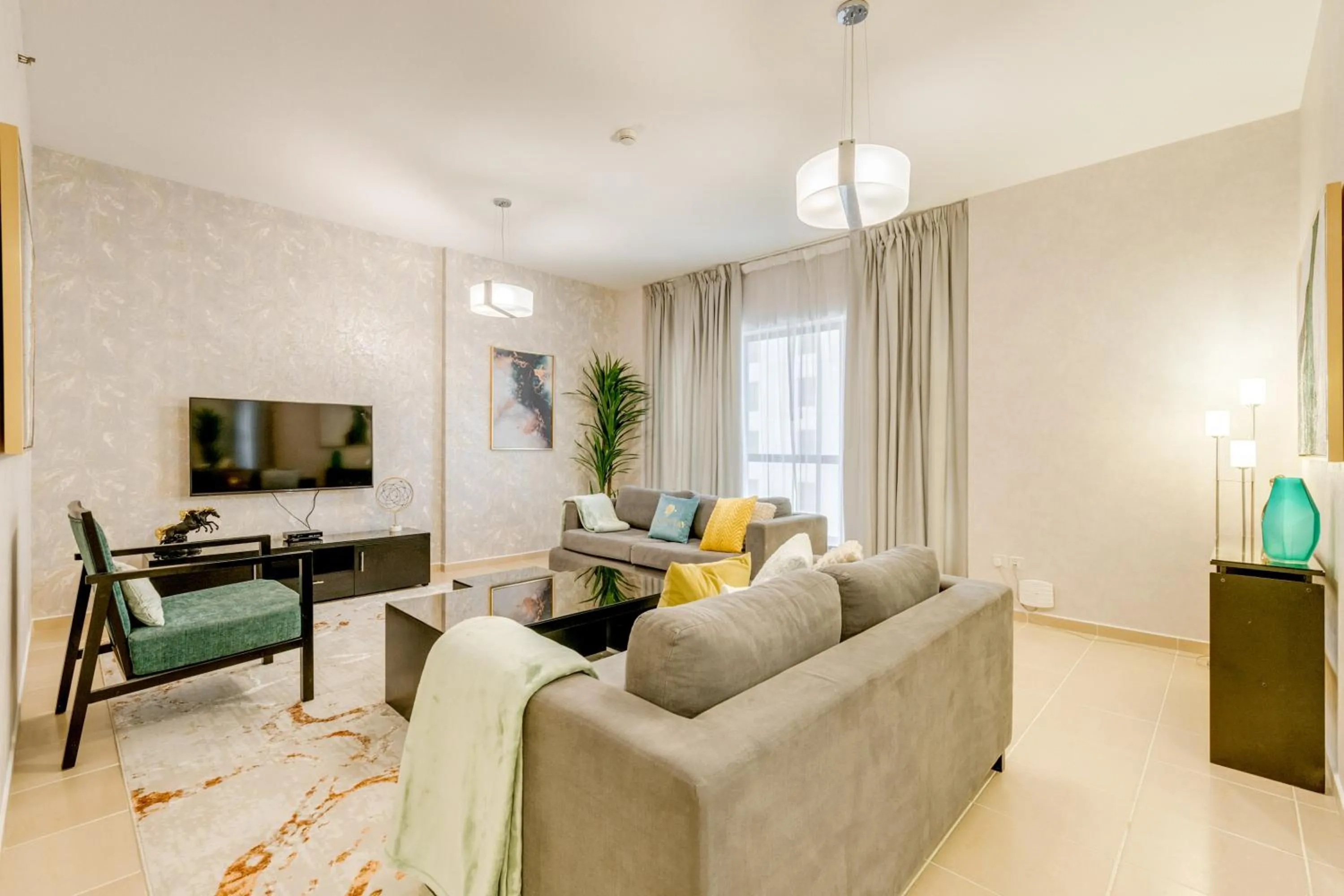 TV and multimedia in GLOBALSTAY. Modern Apartments steps to JBR Beach