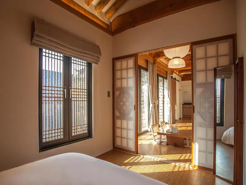 Bed in Hotelarrive Taean Tiann HanokBeachResort