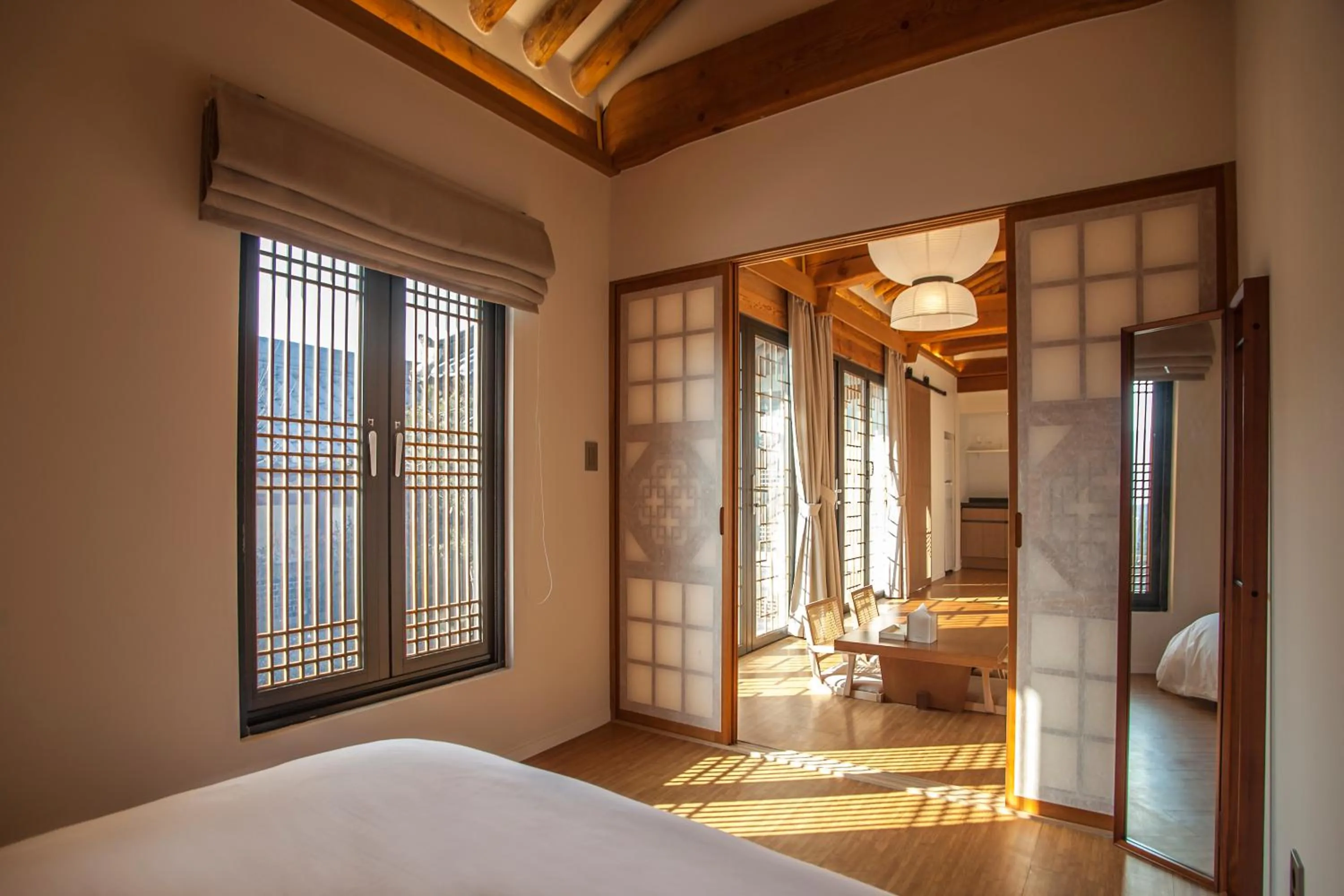 Bed in Hotelarrive Taean Tiann HanokBeachResort