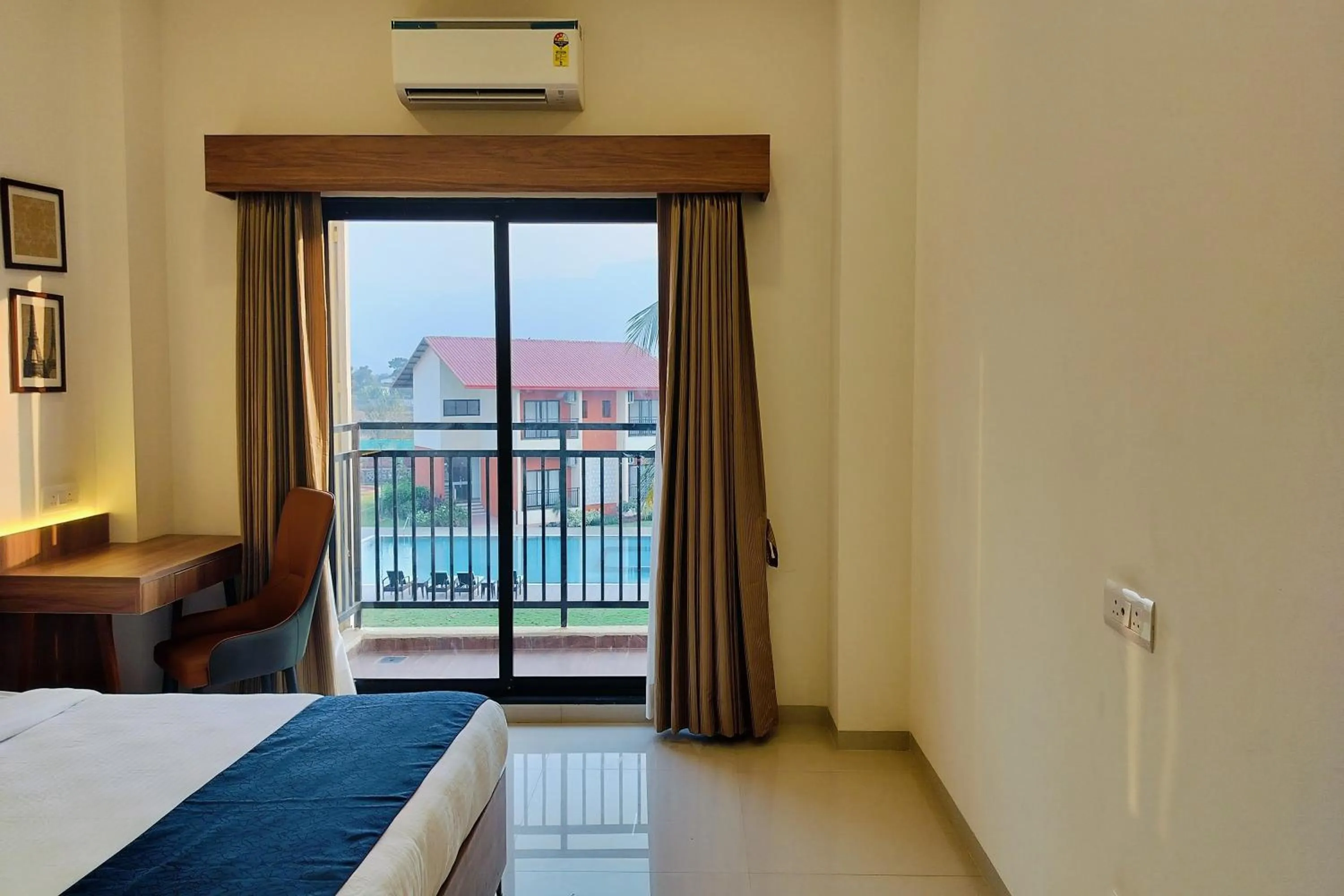 Balcony/Terrace, Bed in Pegasus Lifestyle Resort Karjat