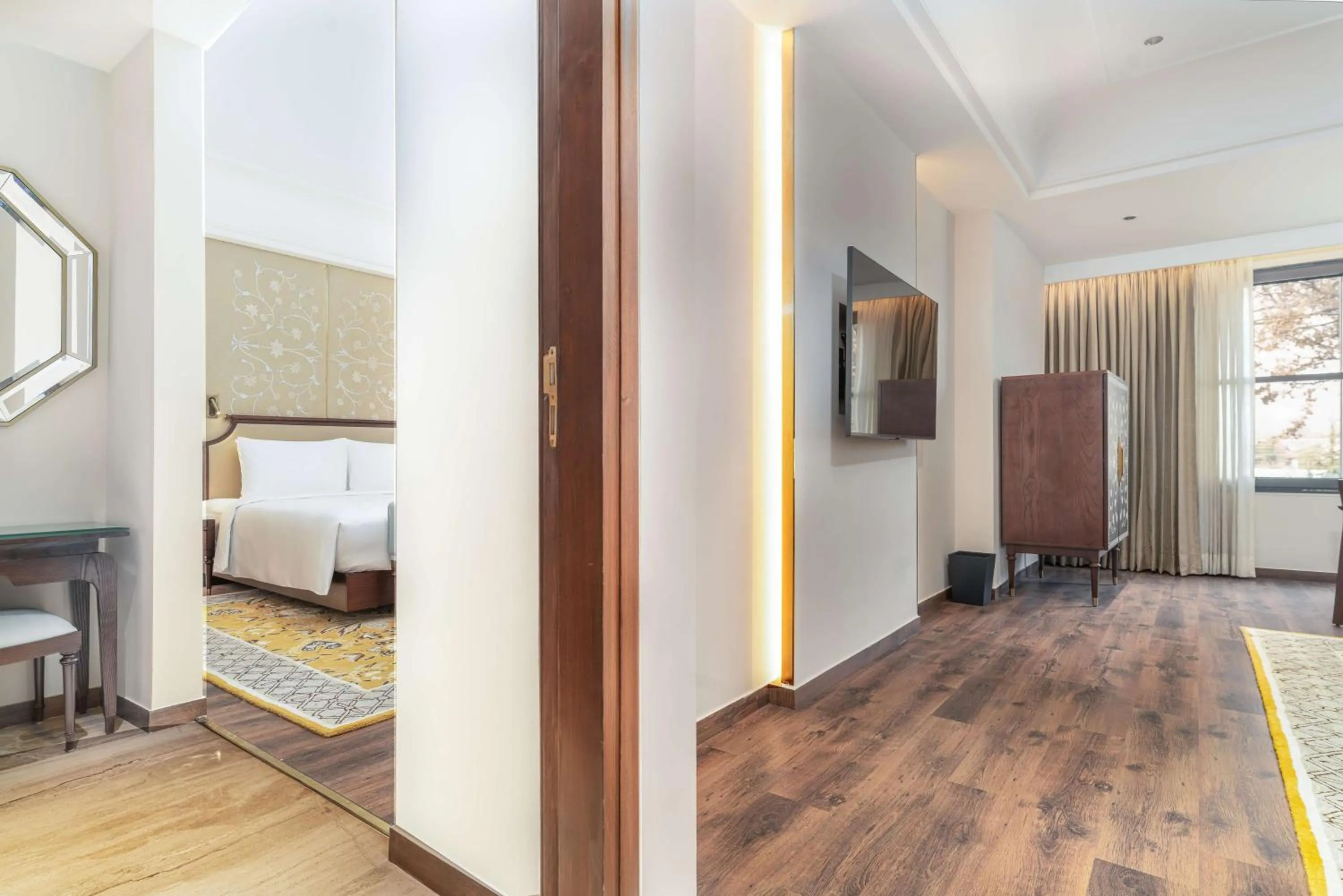 TV and multimedia, Bed in Radisson Collection Hotel & Spa, Riverfront Srinagar