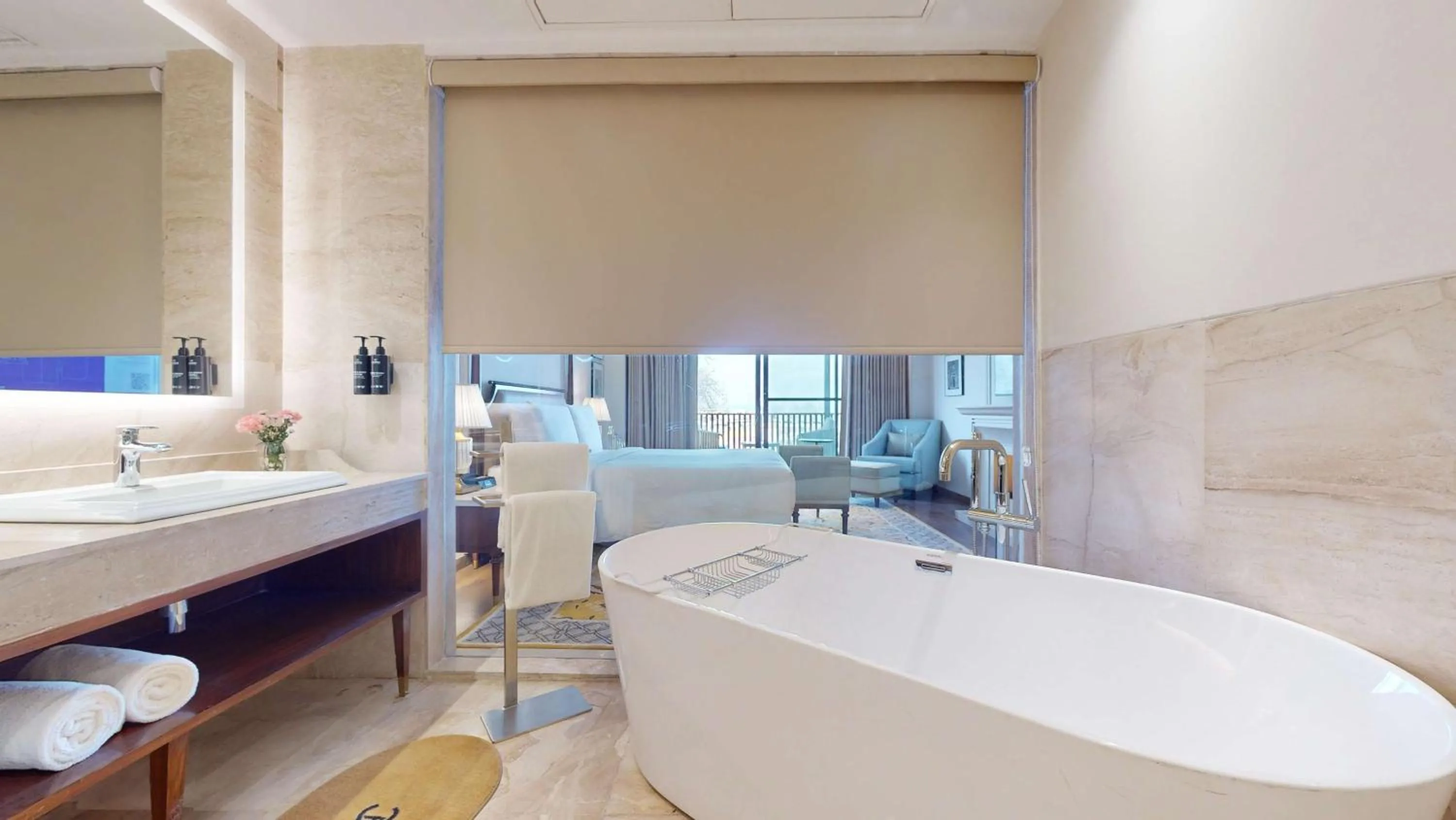 Bathroom, Bed in Radisson Collection Hotel & Spa, Riverfront Srinagar