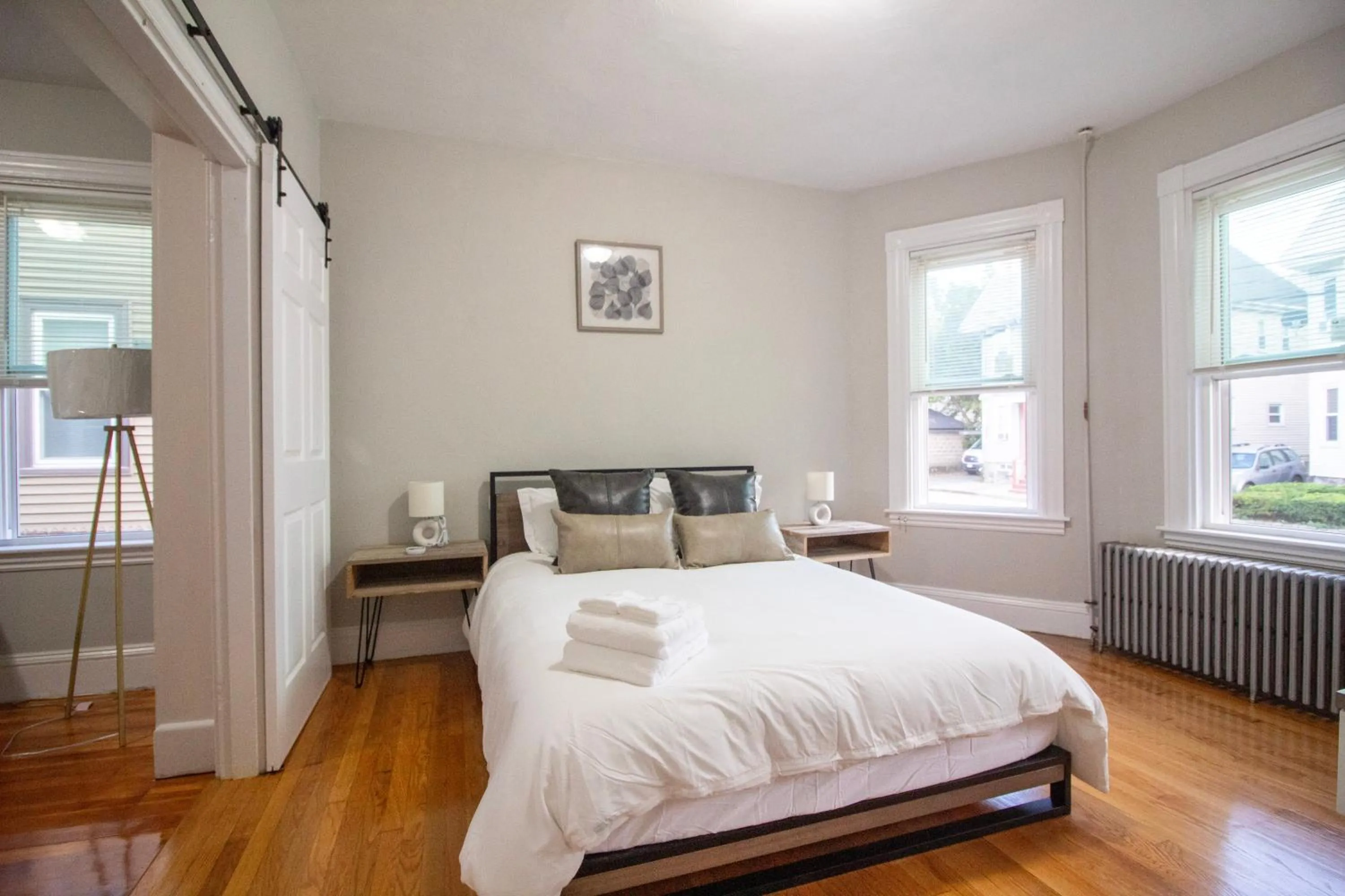 Bedroom, Bed in 2 bedroom condo close to Boston and Cambridge with free parkings