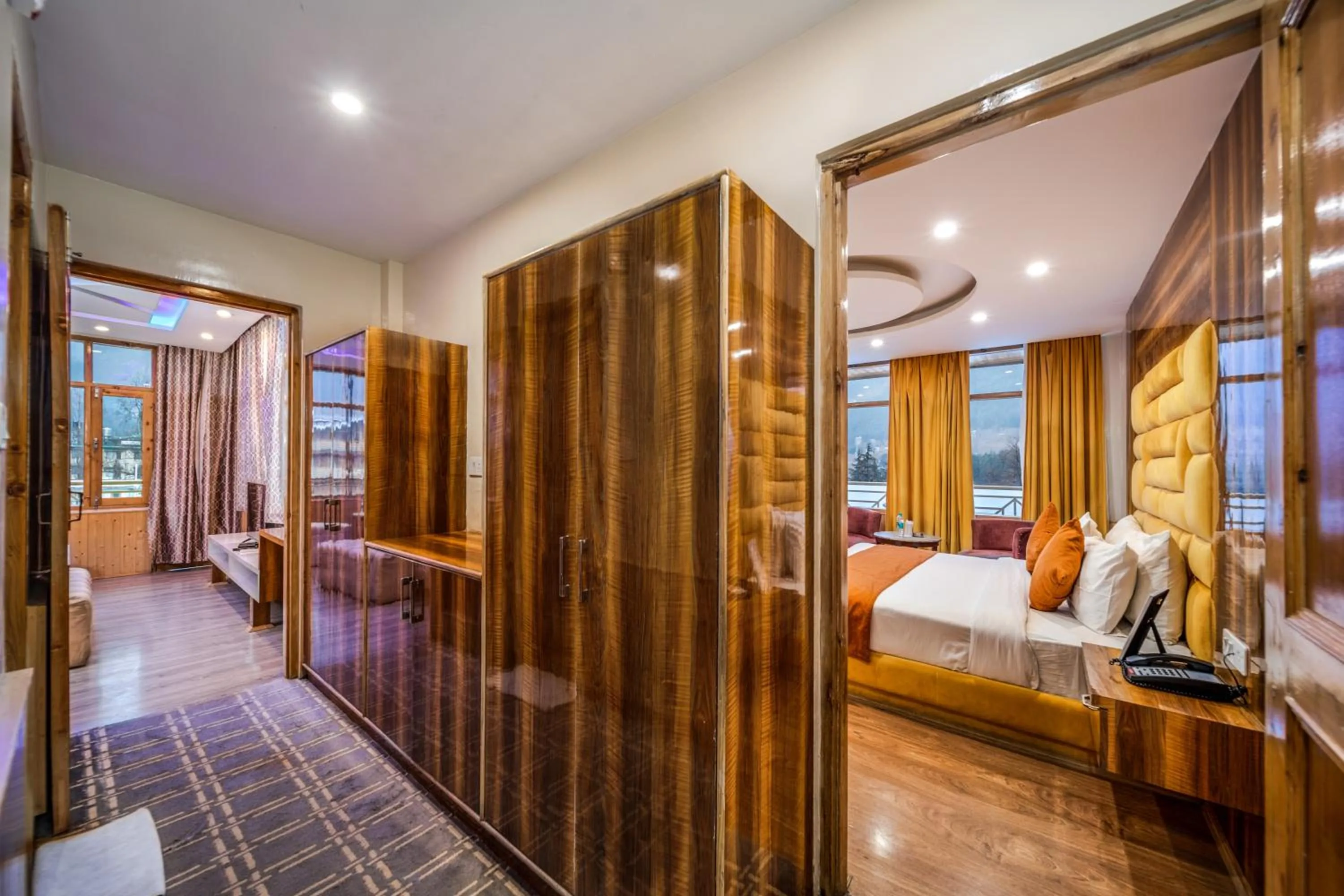 Bedroom, Bed in Hill River Resort By West Western -Property of the Year 2024-25 - Central Heated & Air Cooled, Near Mall Road