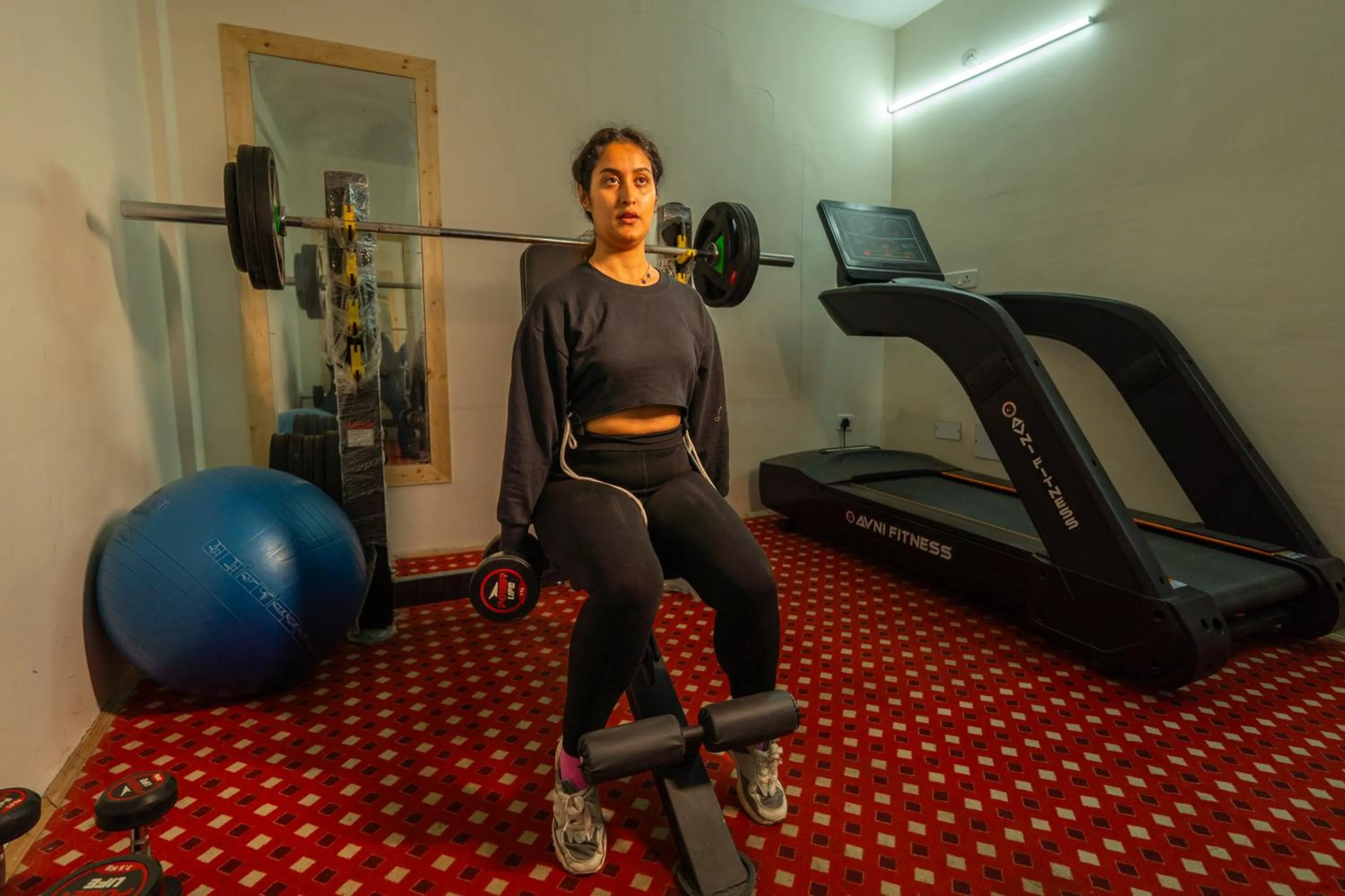 Fitness centre/facilities in Hill River Resort By West Western -Property of the Year 2024-25 - Central Heated & Air Cooled, Near Mall Road