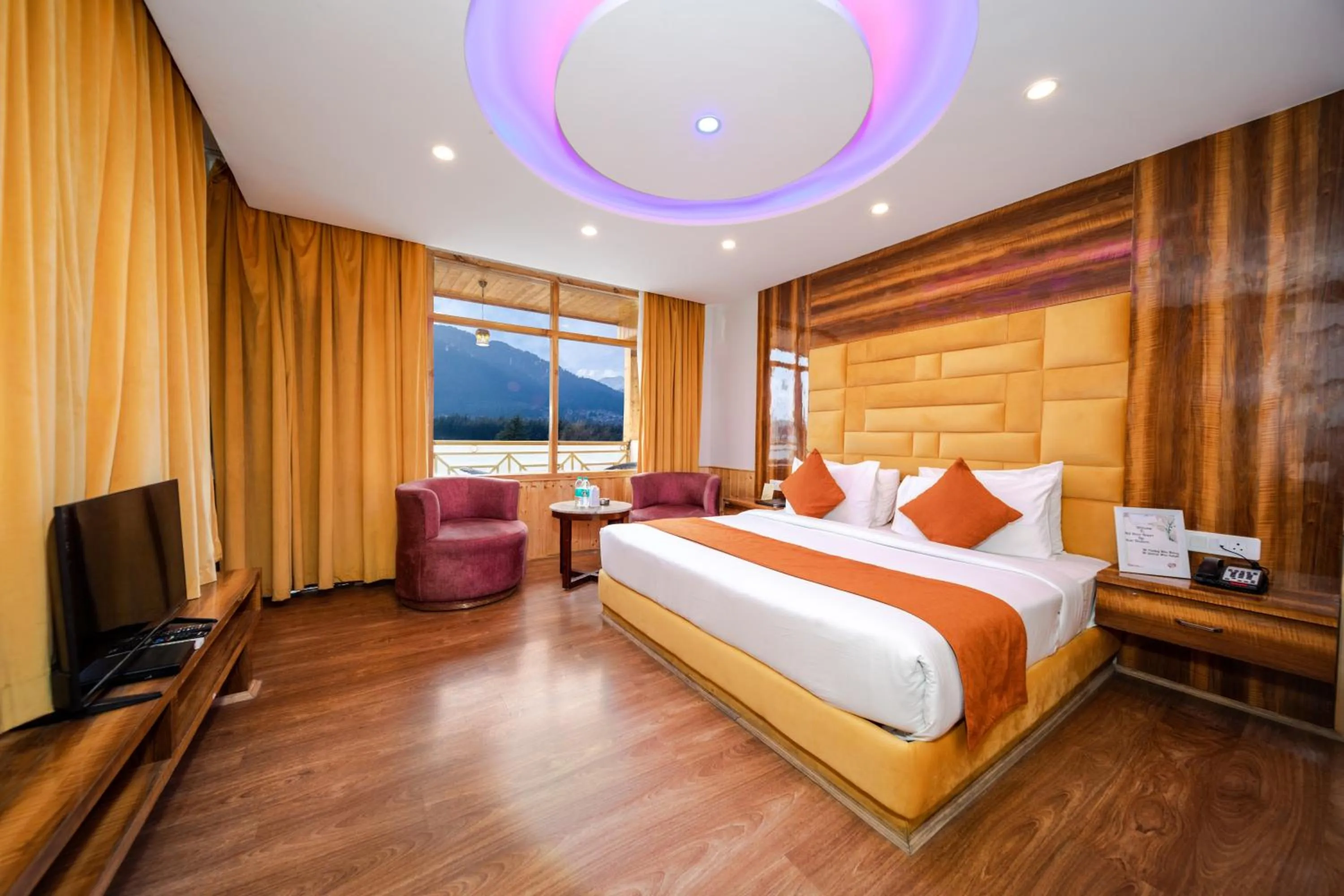 Bedroom, Bed in Hill River Resort By West Western -Property of the Year 2024-25 - Central Heated & Air Cooled, Near Mall Road