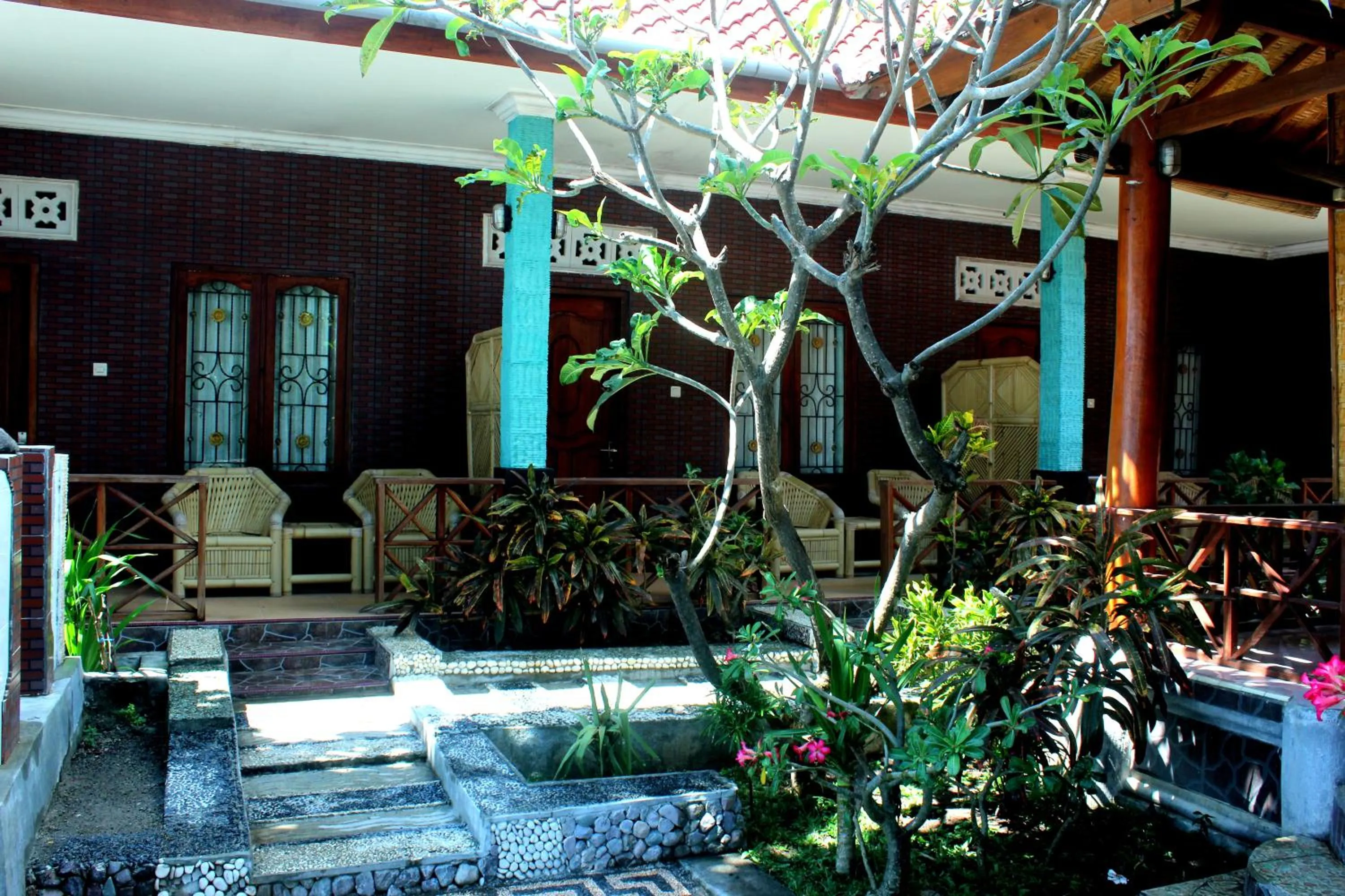 Seating area in Krisna Bungalows and Restaurant