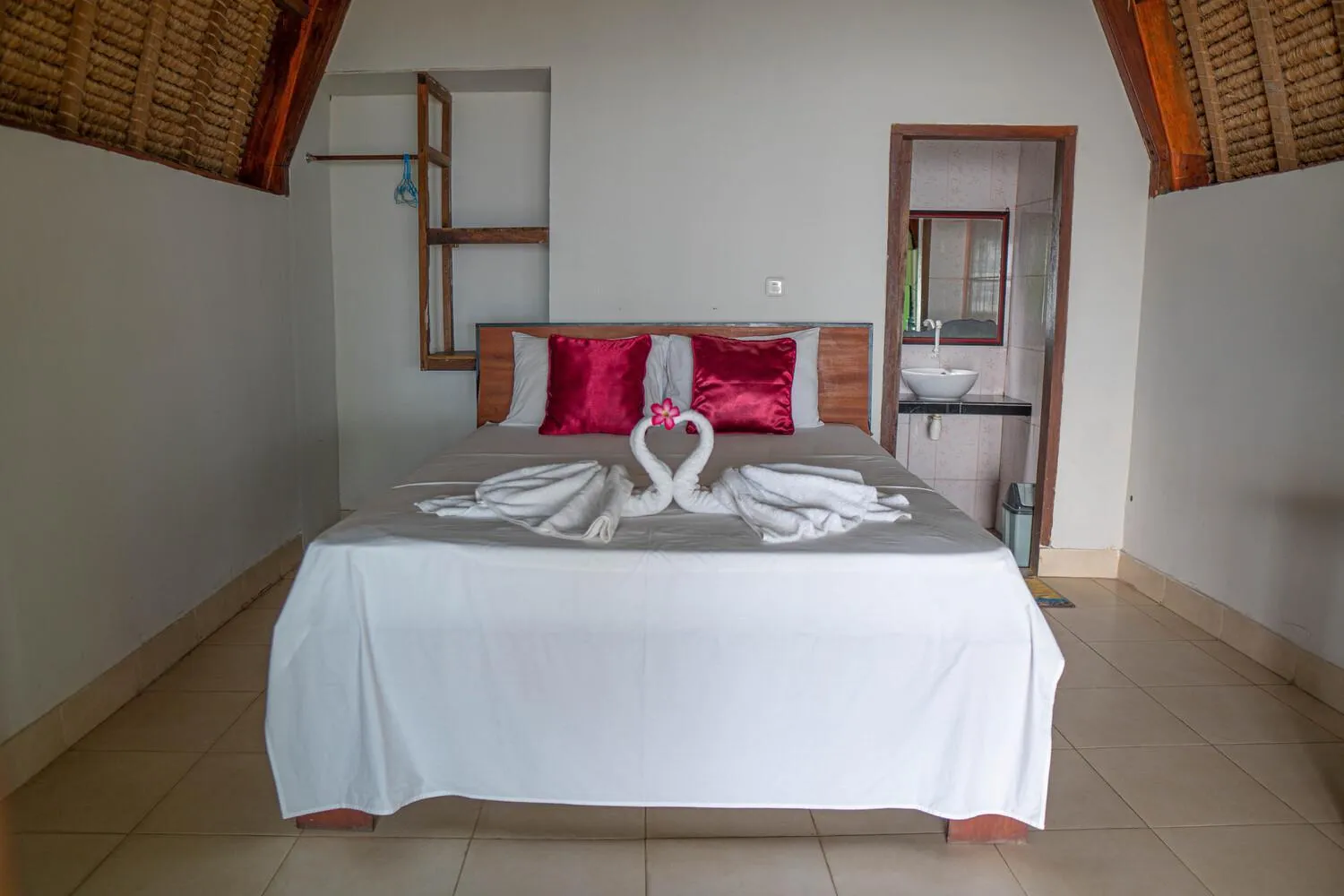 Bed in Krisna Bungalows and Restaurant