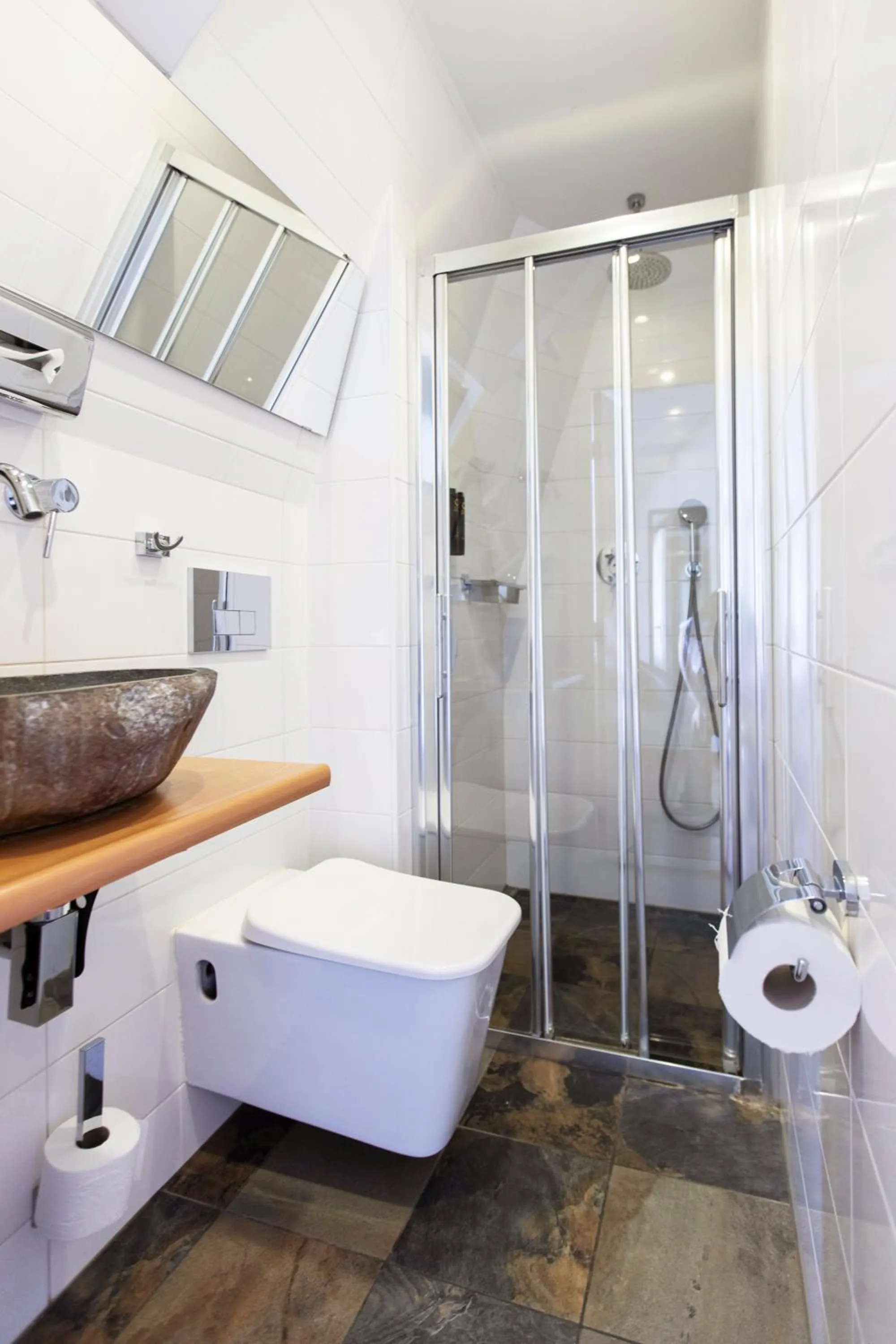 Shower in Quentin Amsterdam Hotel