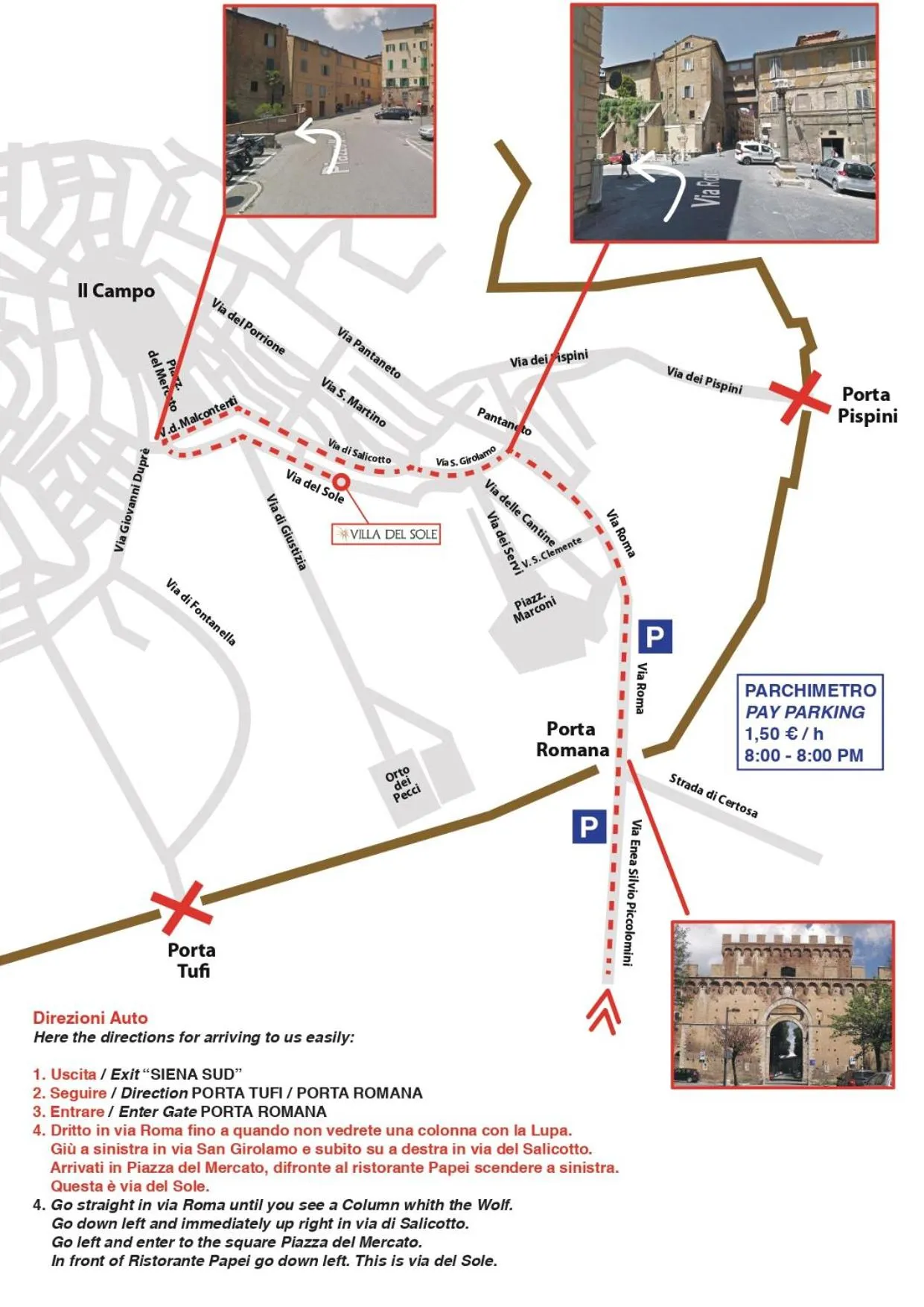 Parking in Villa del Sole Siena