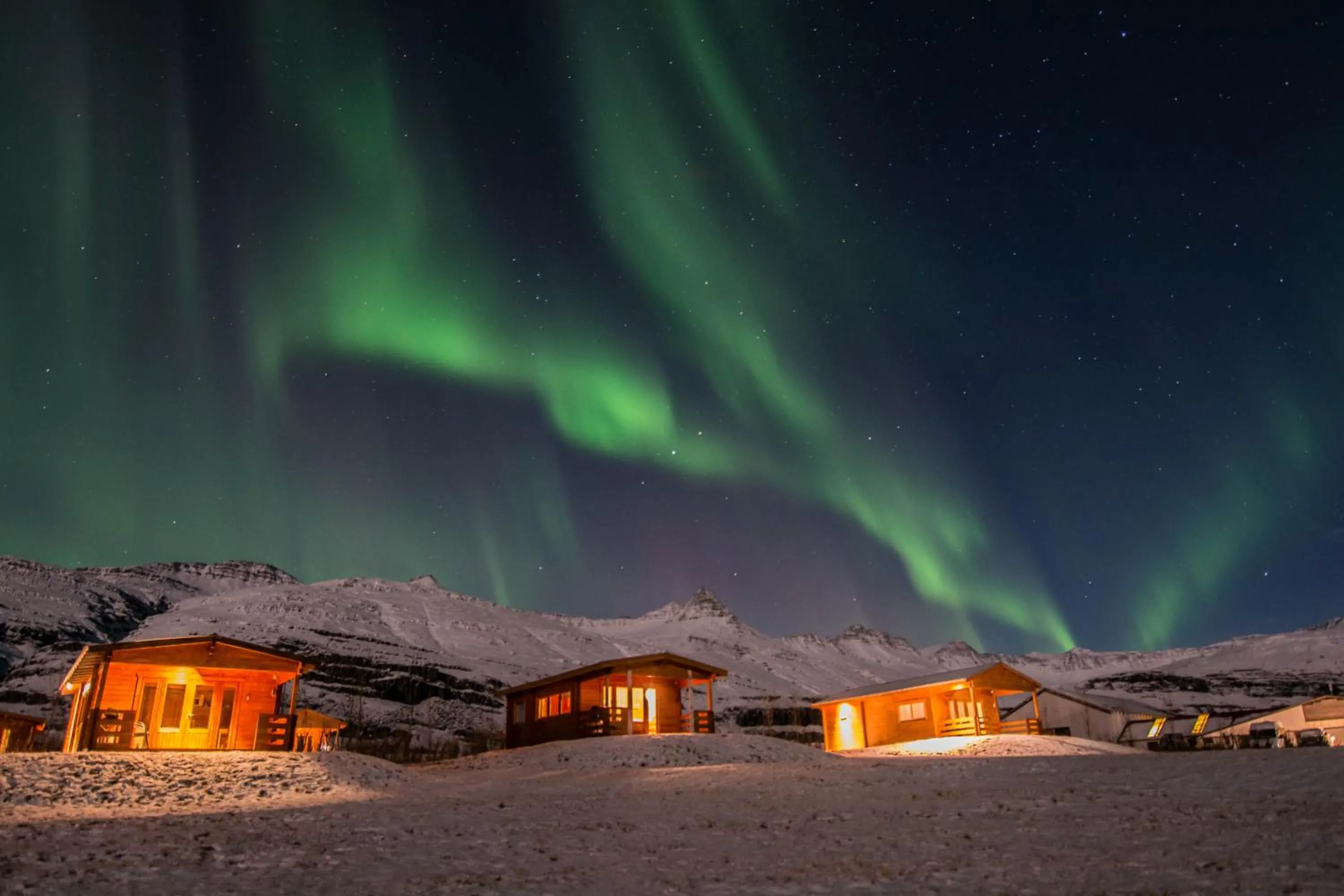 Winter in Bragdavellir Cottages