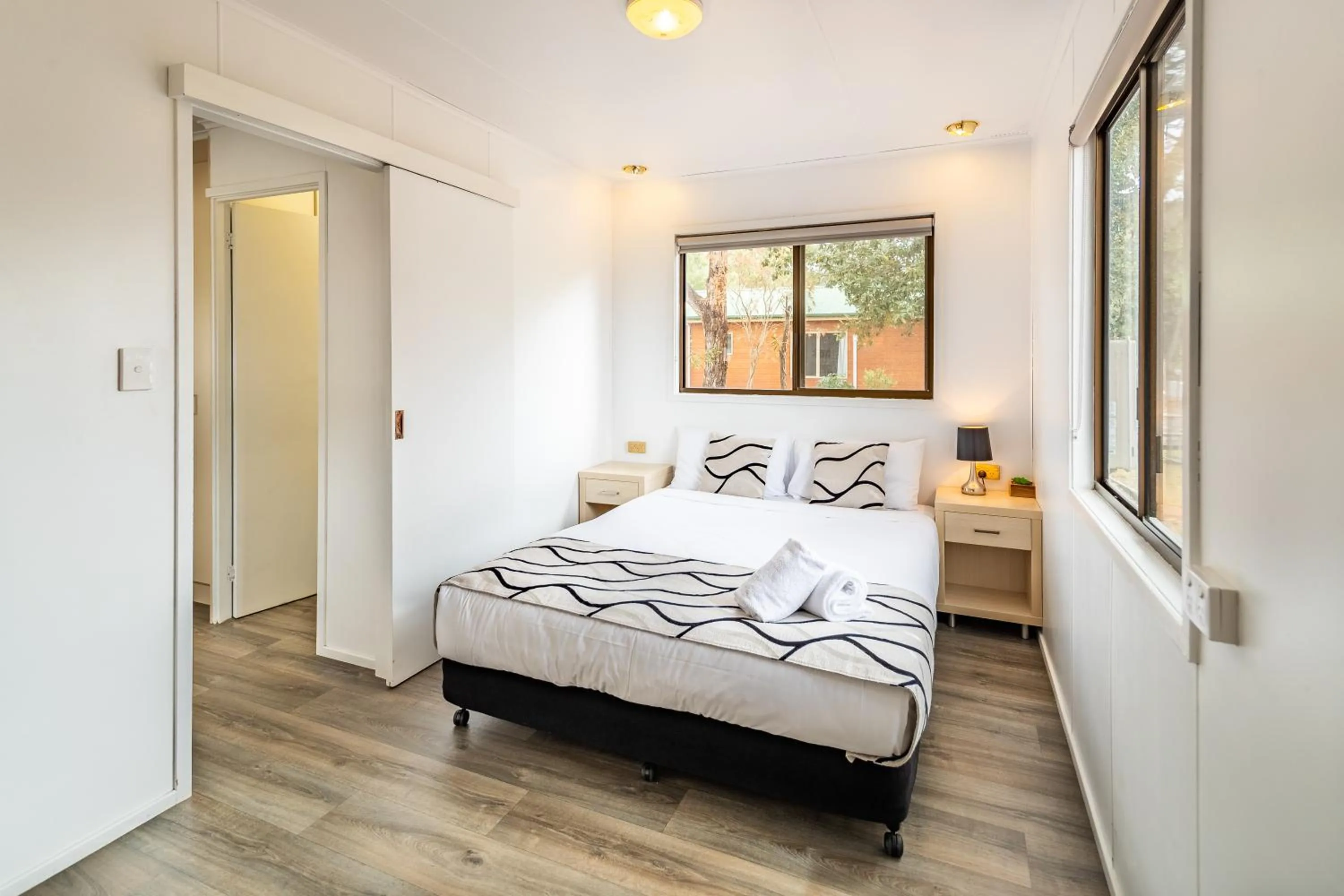 Bedroom, Bed in NRMA Broulee Holiday park