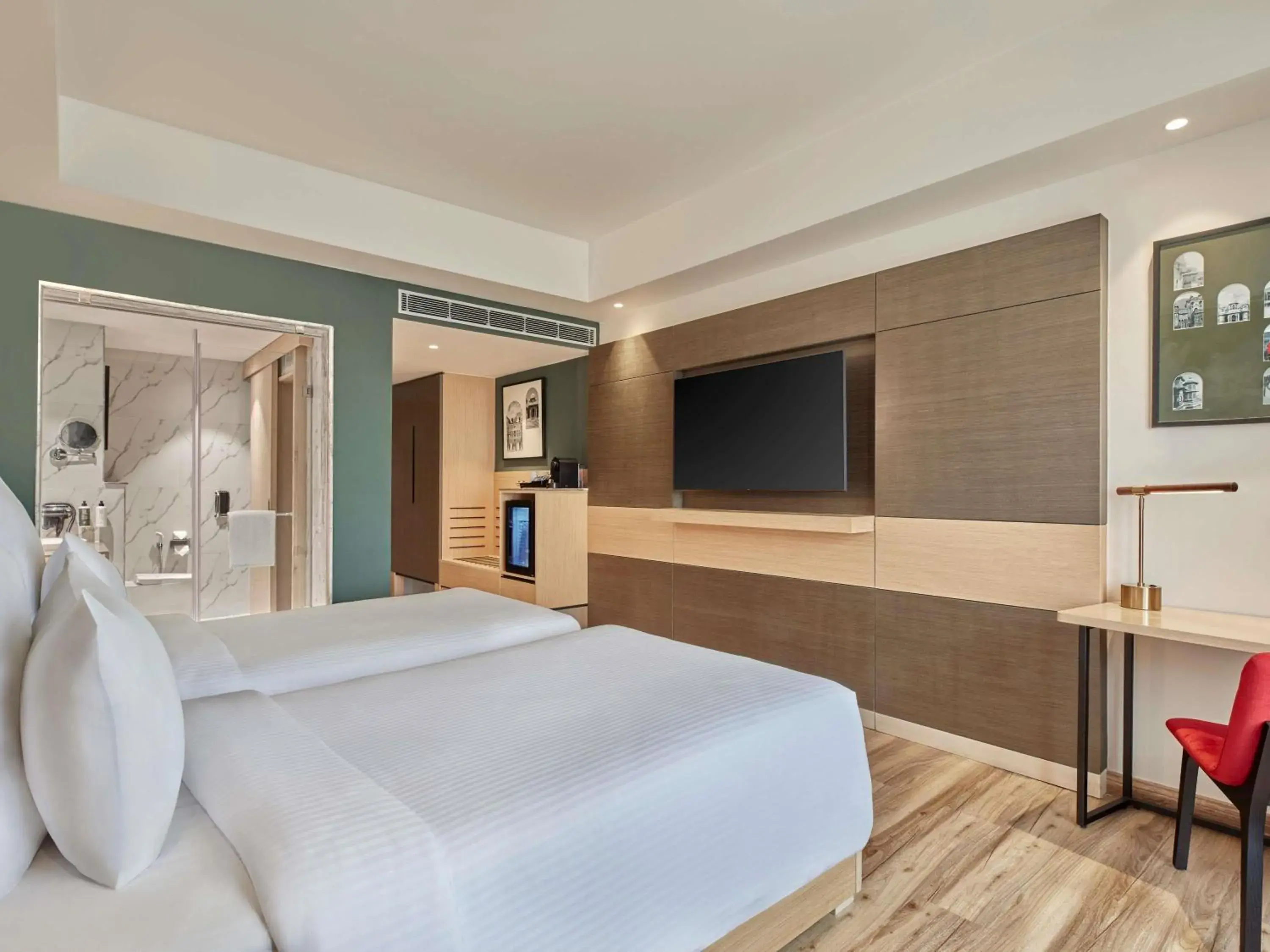 Executive Room with Two Single Beds - Non Smoking/Pool side: Avail *Unlimited IMFL (6-8 PM) (Selected drinks only), Early check-in before 2 hrs, 15% off on F&B, 20% on SPA, Happy Hours from 11am-7pm, Unlimited premium brands (IMFL) from 6 PM to 8 PM daily in Novotel Jaipur Convention Centre Executive Room with Two Single Beds - Non Smoking/Pool side: Avail *Unlimited IMFL (6-8 PM) (Selected drinks only), Early check-in before 2 hrs, 15% off on F&B, 20% on SPA, Happy Hours from 11am-7pm, Unlimited premium brands (IMFL) from 6 PM to 8 PM daily in Novotel Jaipur Convention Centre