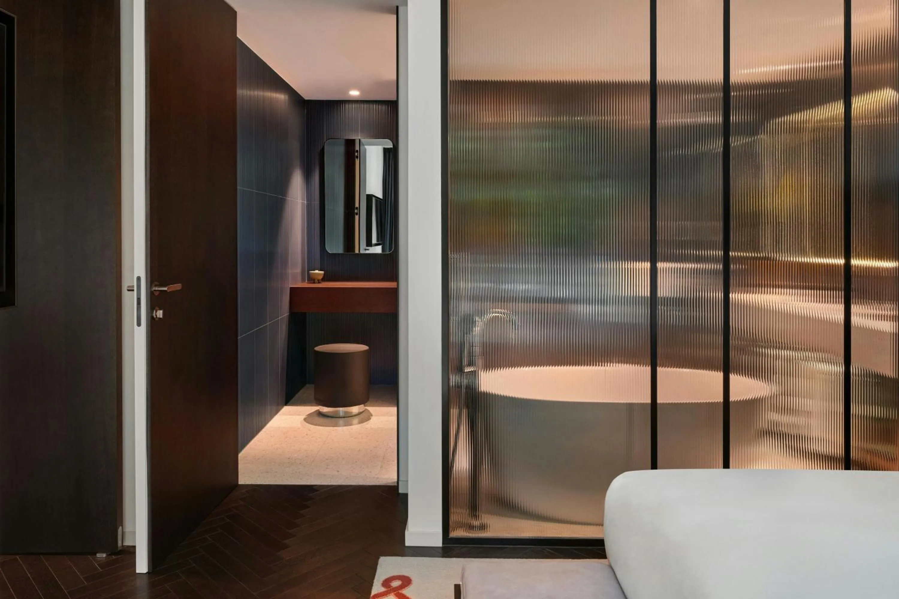 Bathroom, Bed in Dorothea Hotel, Budapest, Autograph Collection