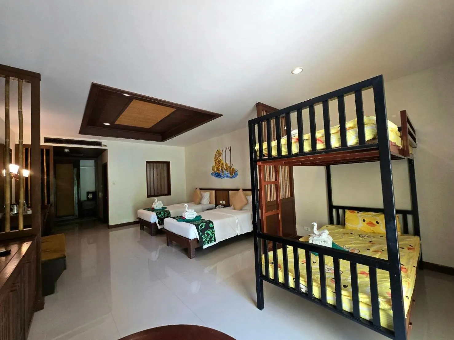 Bed in Hotel and Beach Bungalow at Lanta Resort