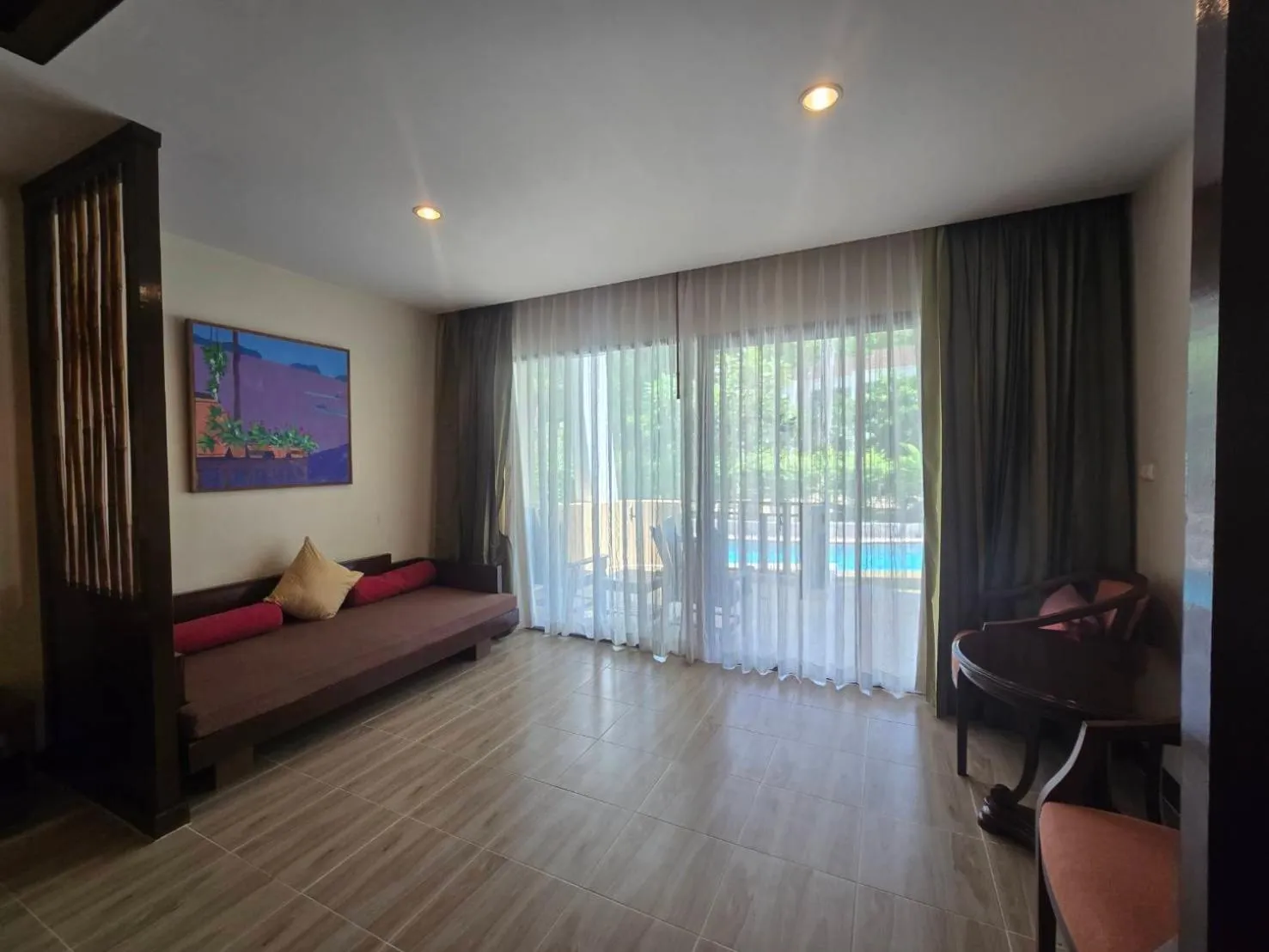 Balcony/Terrace, Bed in Hotel and Beach Bungalow at Lanta Resort