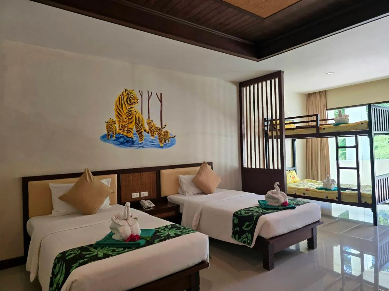 Bed in Hotel and Beach Bungalow at Lanta Resort