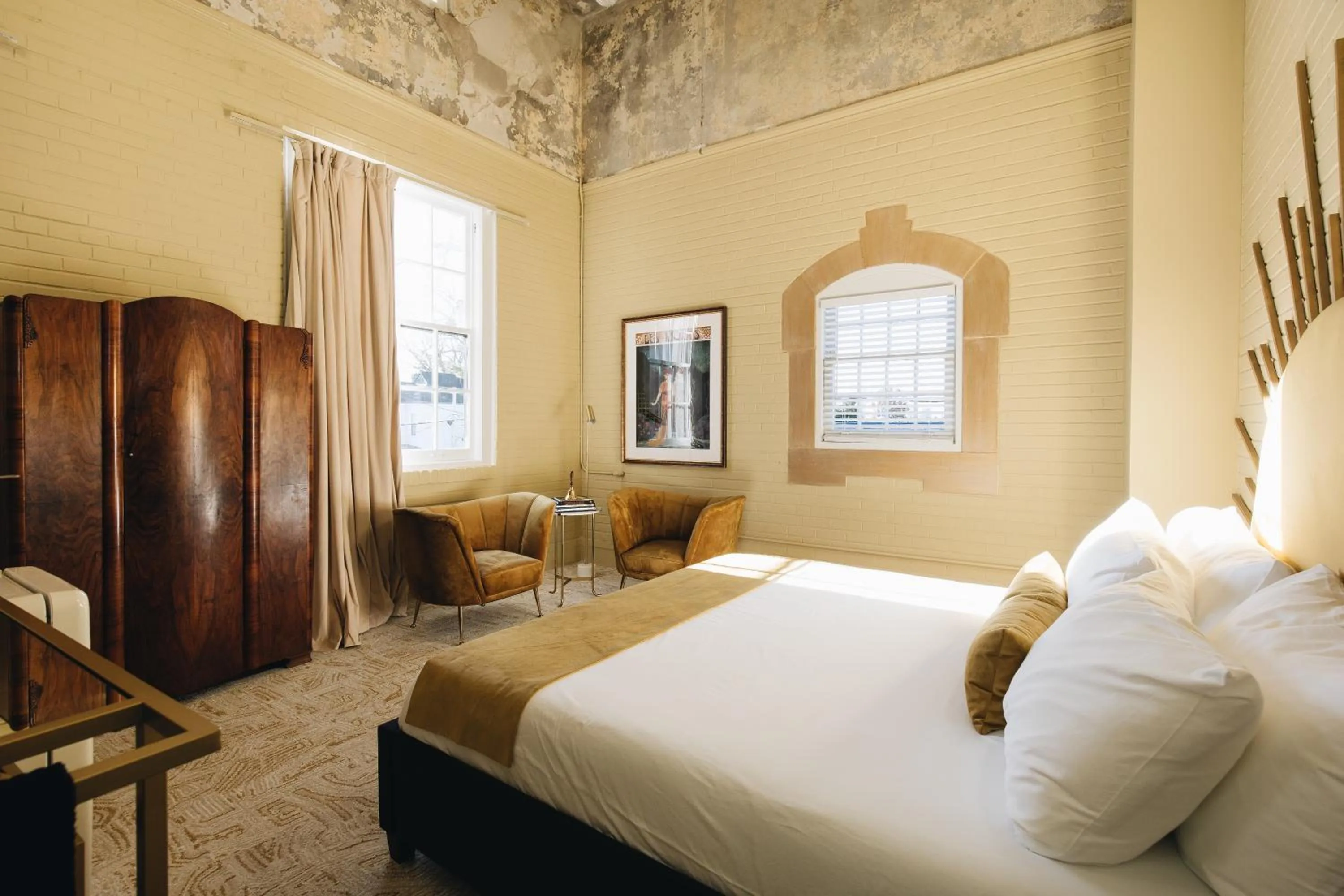 Bed in The Bellwether Hotel