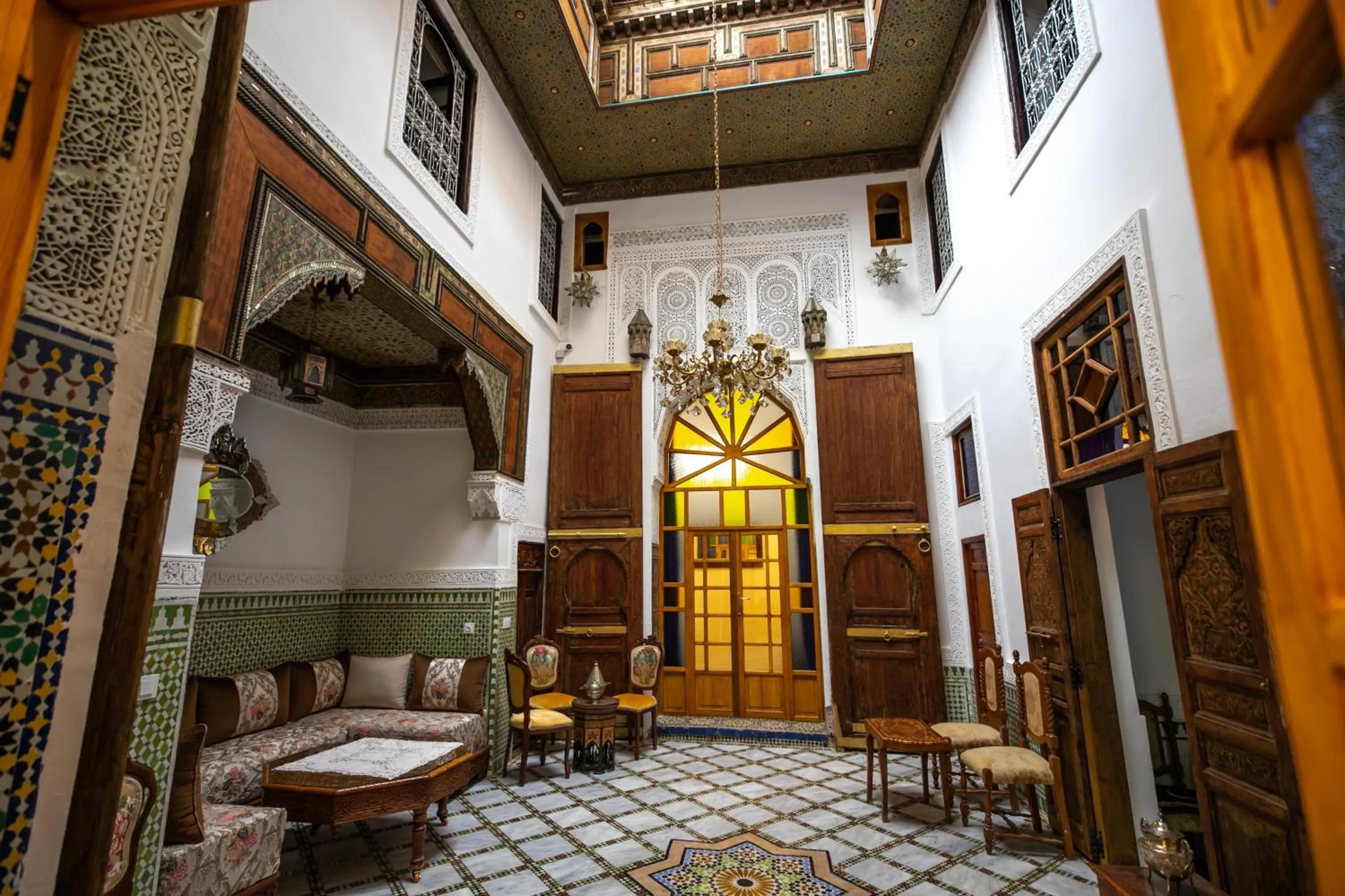 Communal lounge/ TV room in Dar Usham Fes Luxury Guest House