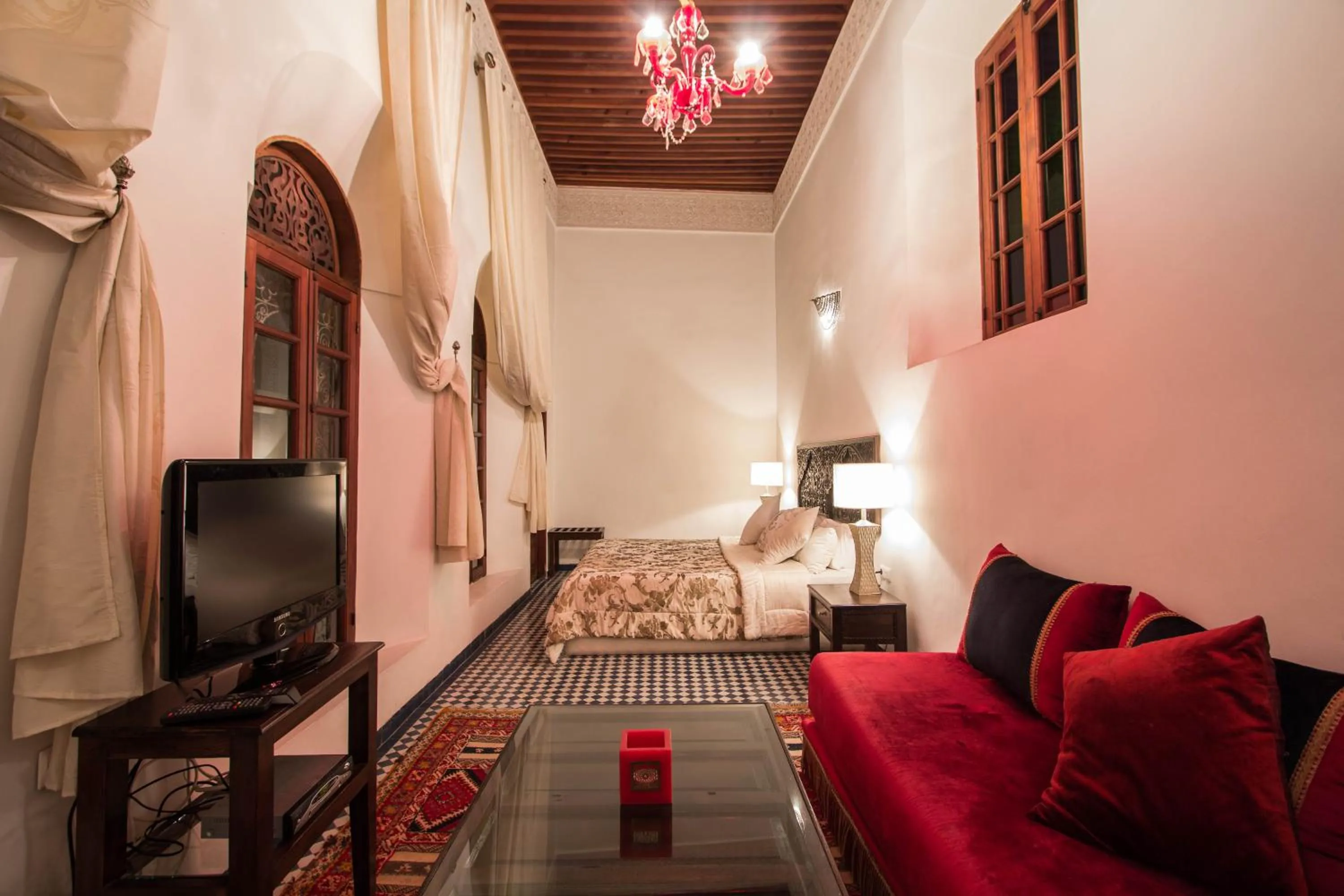 Photo of the whole room, Seating Area in Riad Noujoum Medina
