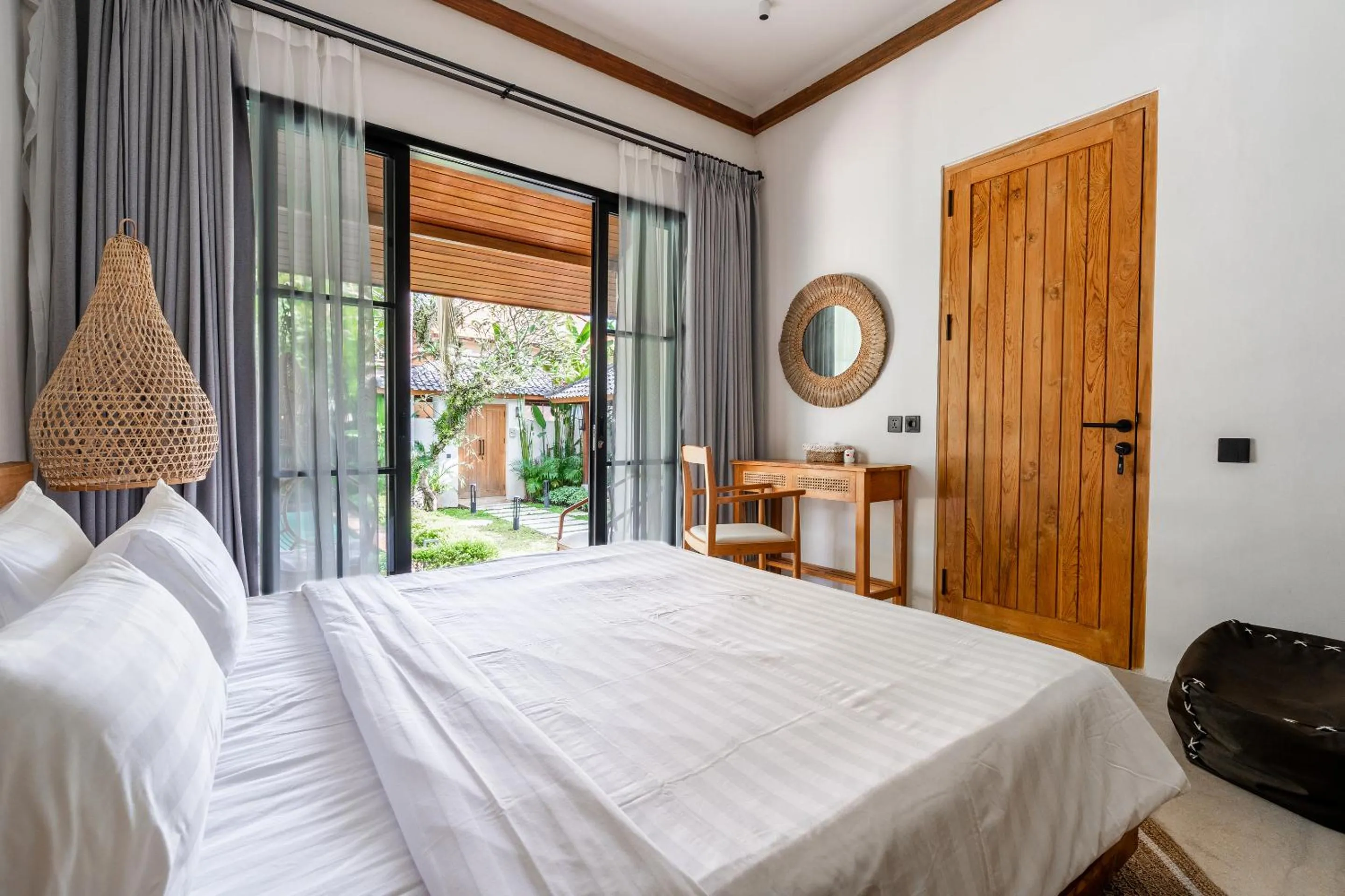 Bed in Hijau Villa by EVDEkimi - Charming 2BR escape with Pool, Outdoor Lounge, Lush Garden - New Year's Offer