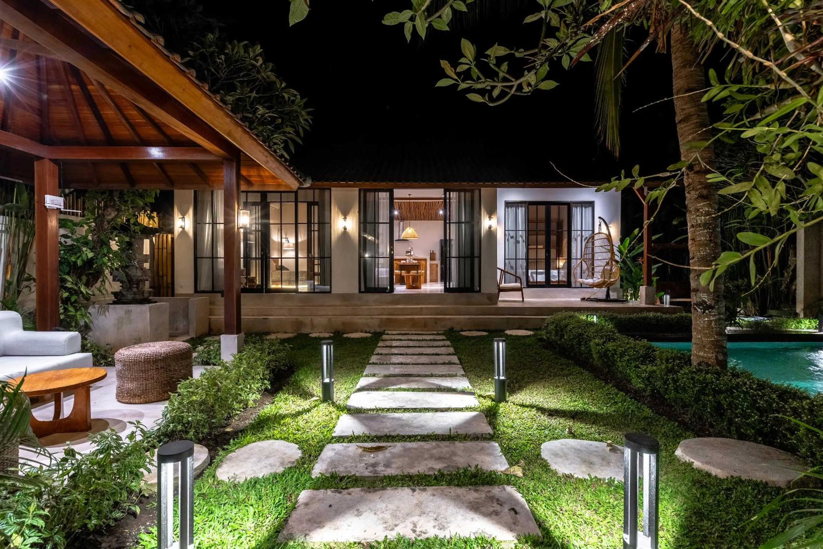 Patio in Hijau Villa by EVDEkimi - Charming 2BR escape with Pool, Outdoor Lounge, Lush Garden - New Year's Offer