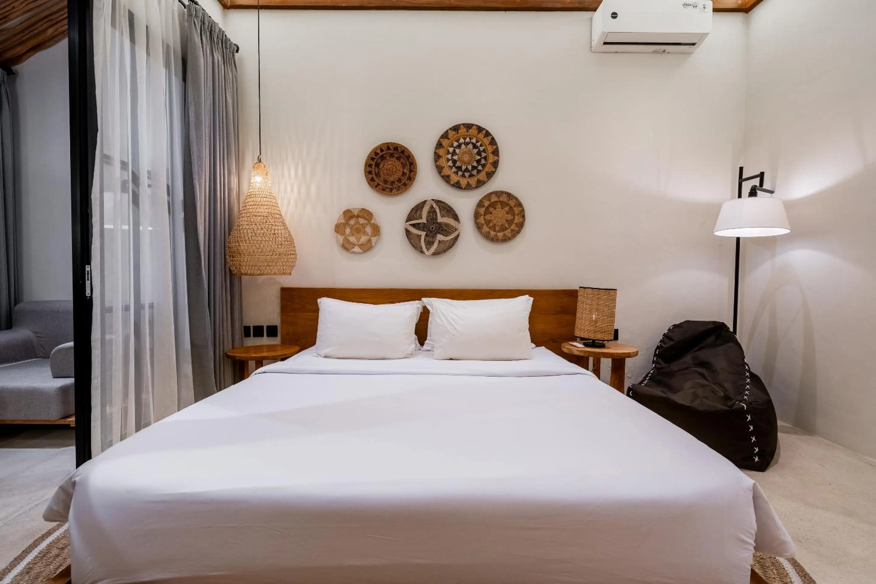 Bed in Hijau Villa by EVDEkimi - Charming 2BR escape with Pool, Outdoor Lounge, Lush Garden - New Year's Offer