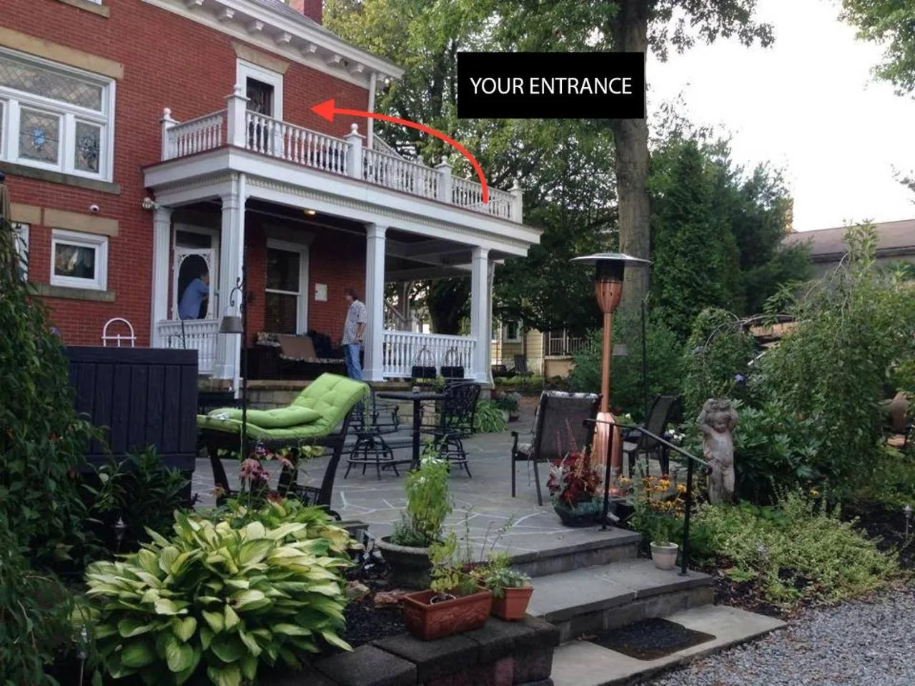 Patio in South Broadway Manor B&B - Near Fallingwater, Ohiopyle State Park, Hiking & Biking trails GAP