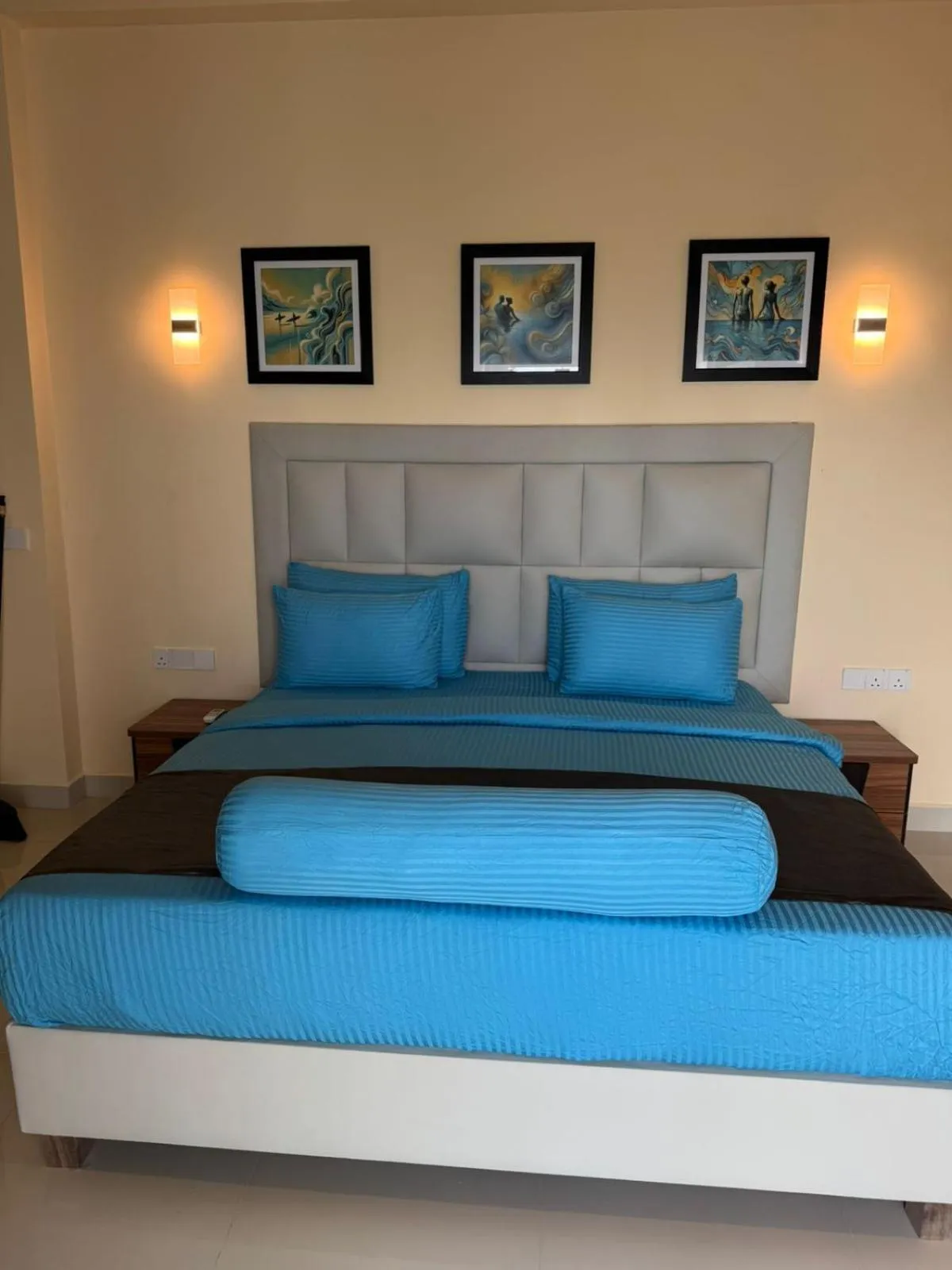 Bed in Mzion Hotel Weligama