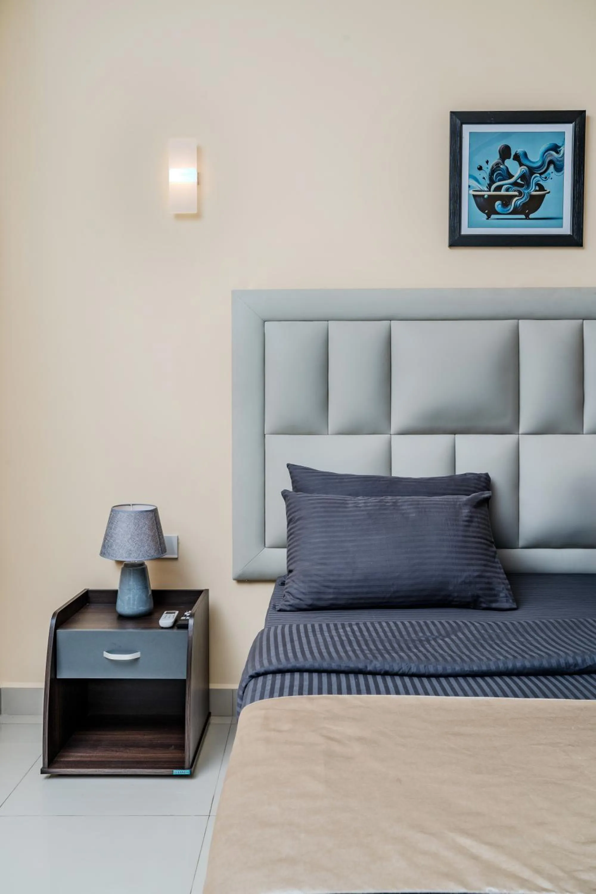 Bed in Mzion Hotel Weligama