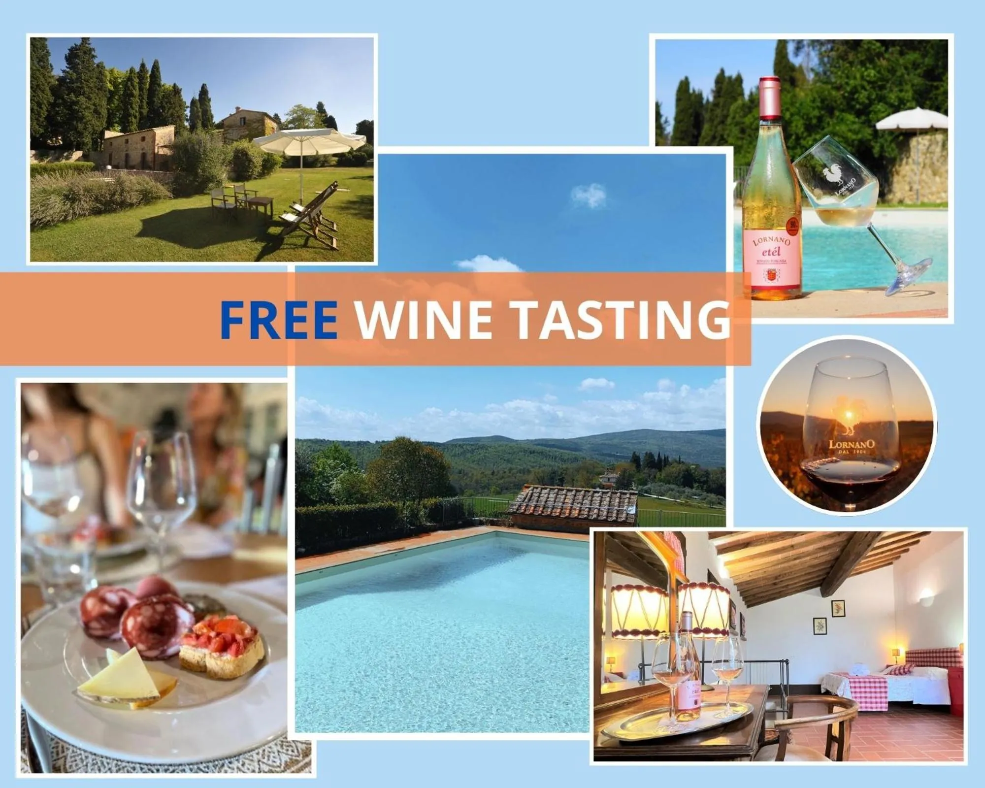 Pool view in Fattoria Lornano Winery