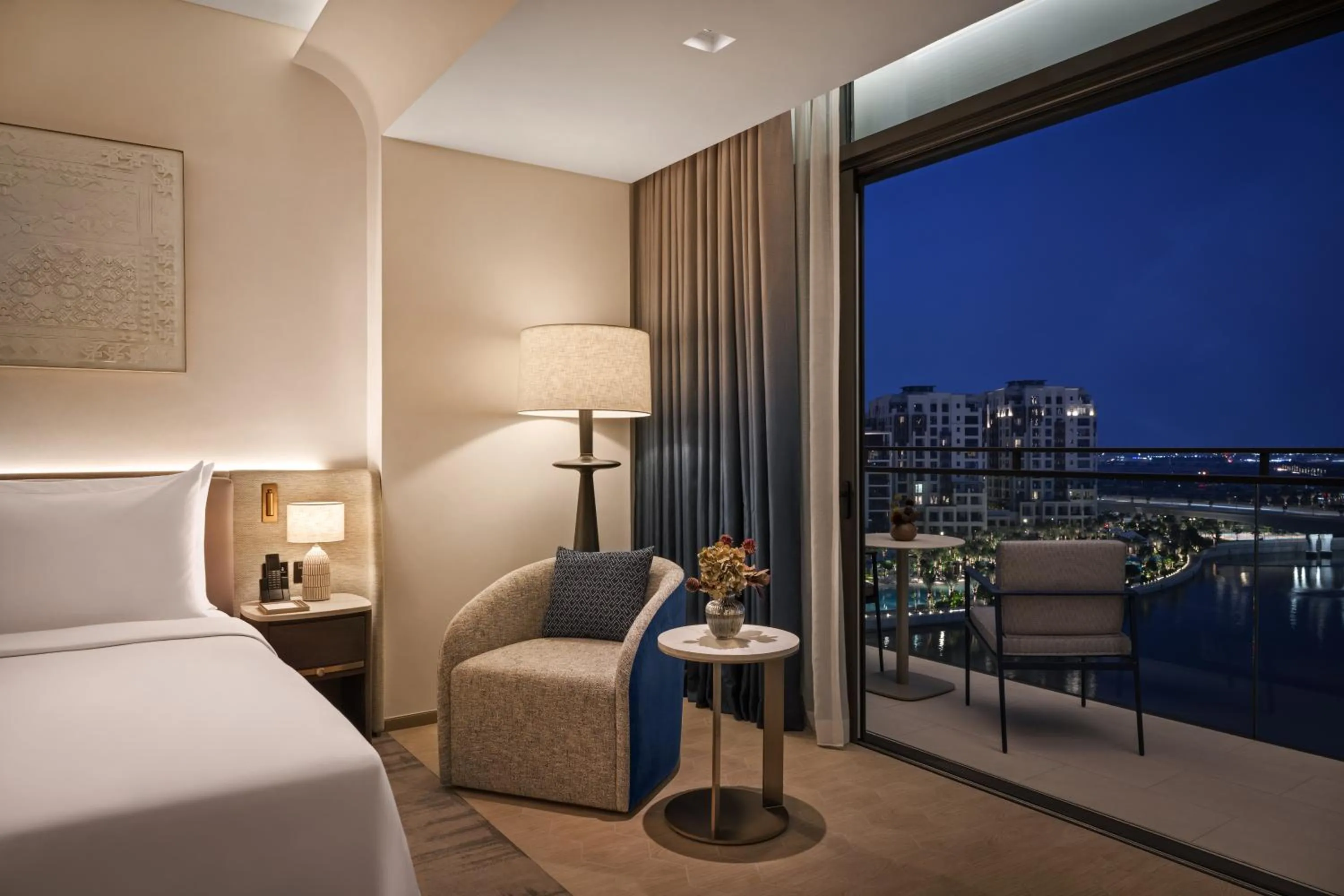 View (from property/room), Bed in Palace Dubai Creek Harbour