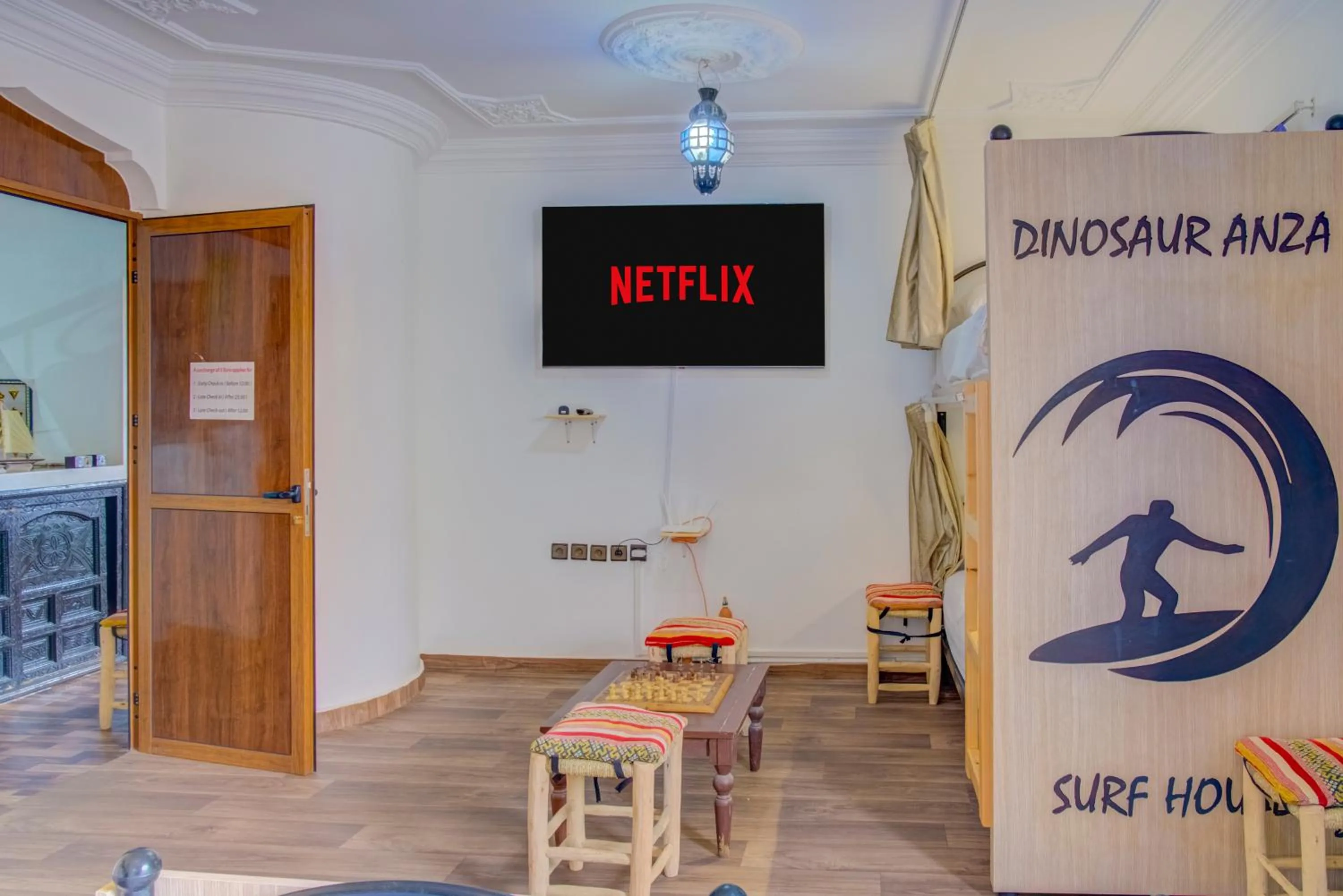 Bed in Dinosaur Anza Surf House