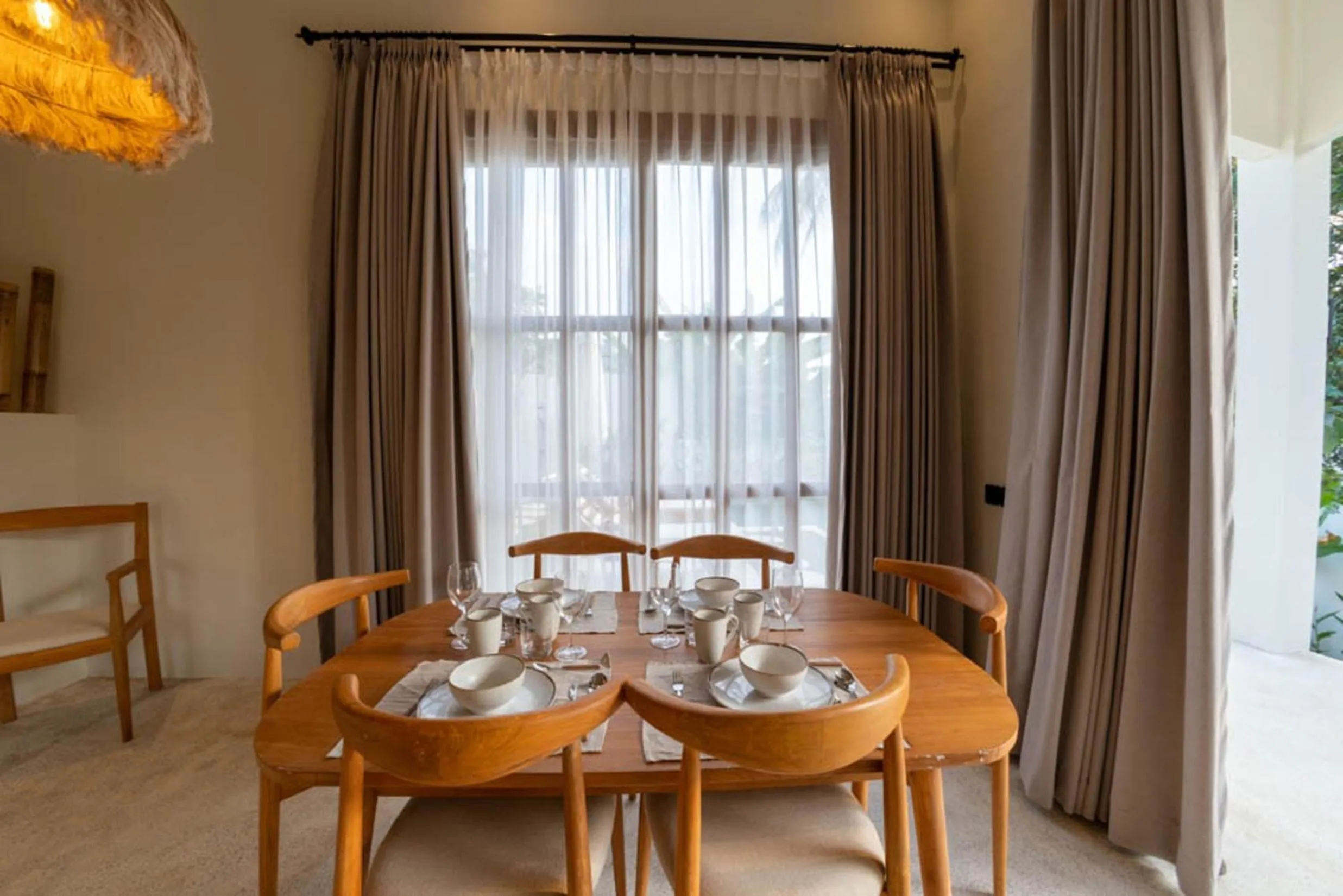 Dining area in Semiramida Villa by EVDEkimi - Elegant 2BR with Pool, Open-air bath, Patio