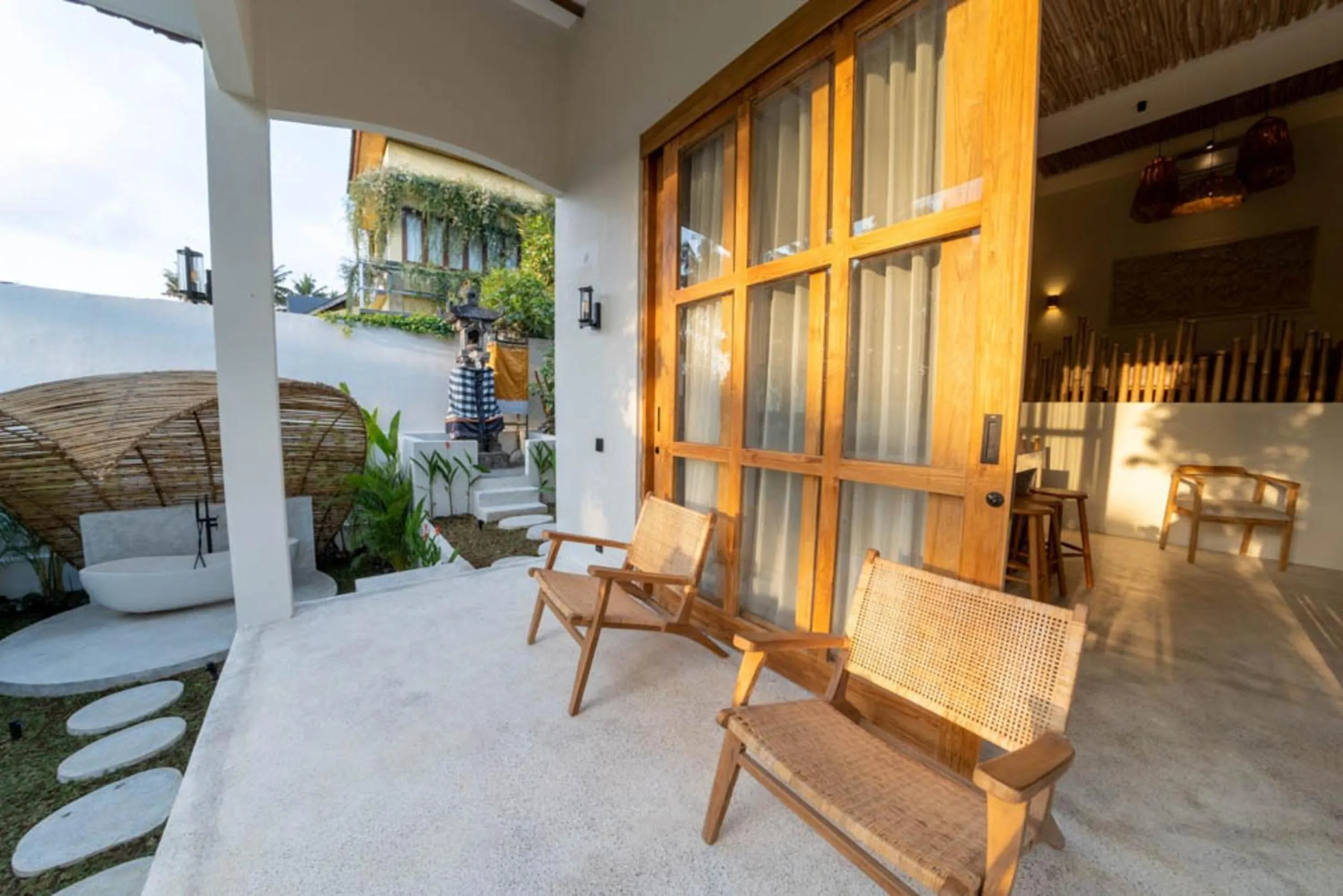 Patio in Semiramida Villa by EVDEkimi - Elegant 2BR with Pool, Open-air bath, Patio