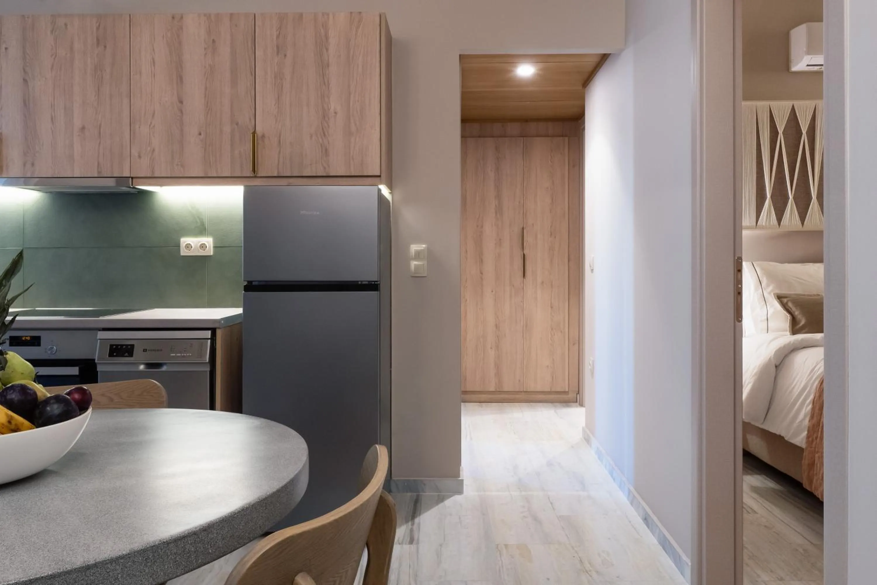 Kitchen or kitchenette, Bed in Num Suites & Lofts Athens