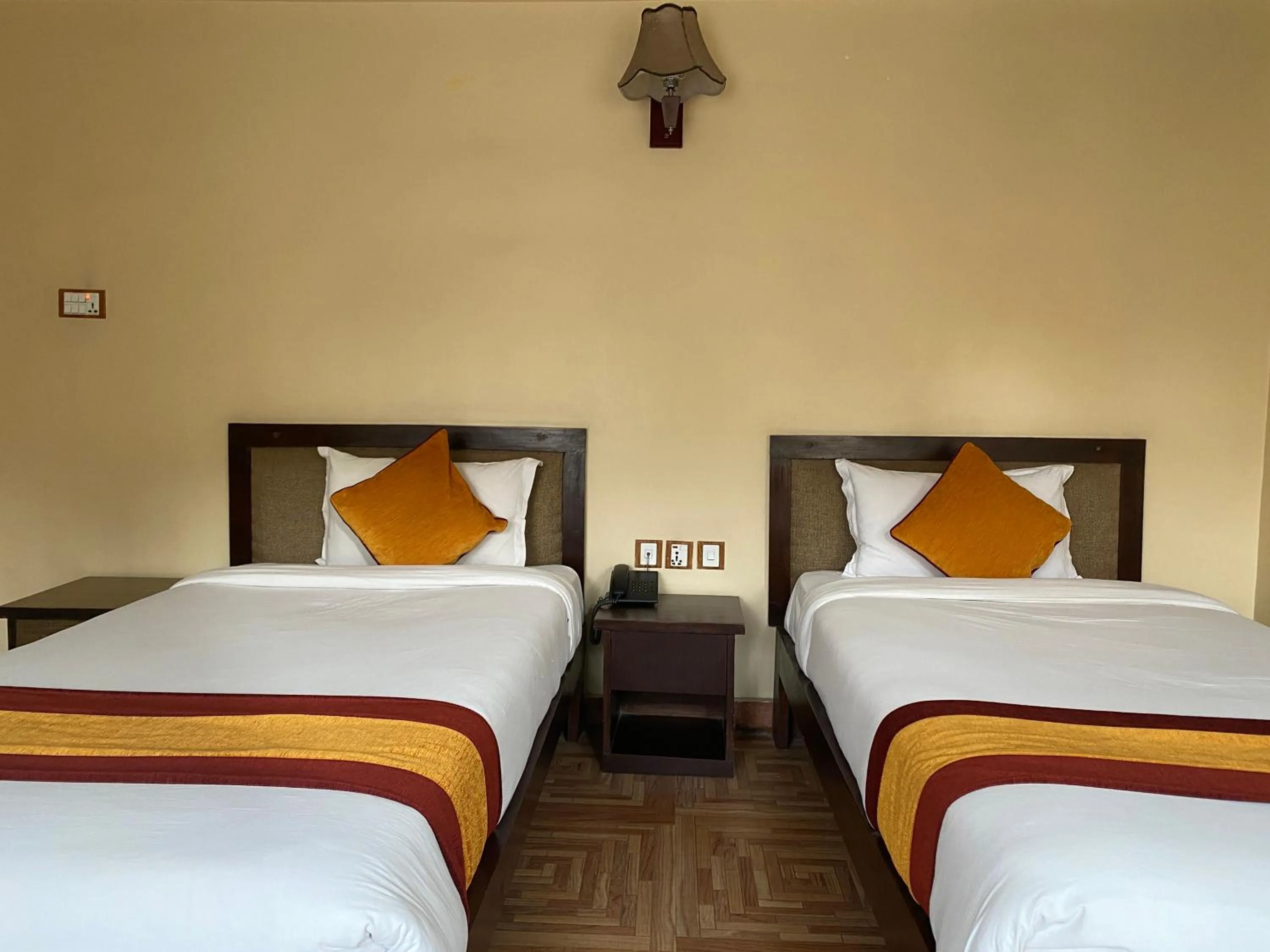 Bed in Boudha Stupa View Guest House