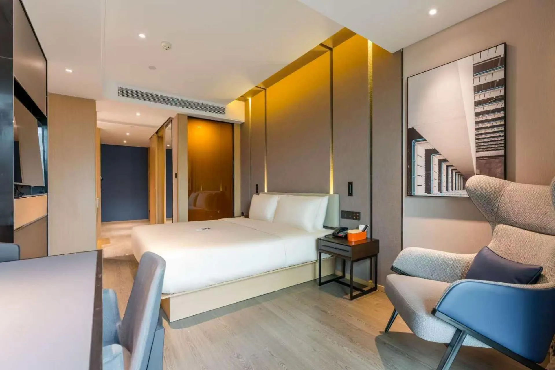 Bed in Atour Hotel Chongqing Tiandi NetEase Cloud Music