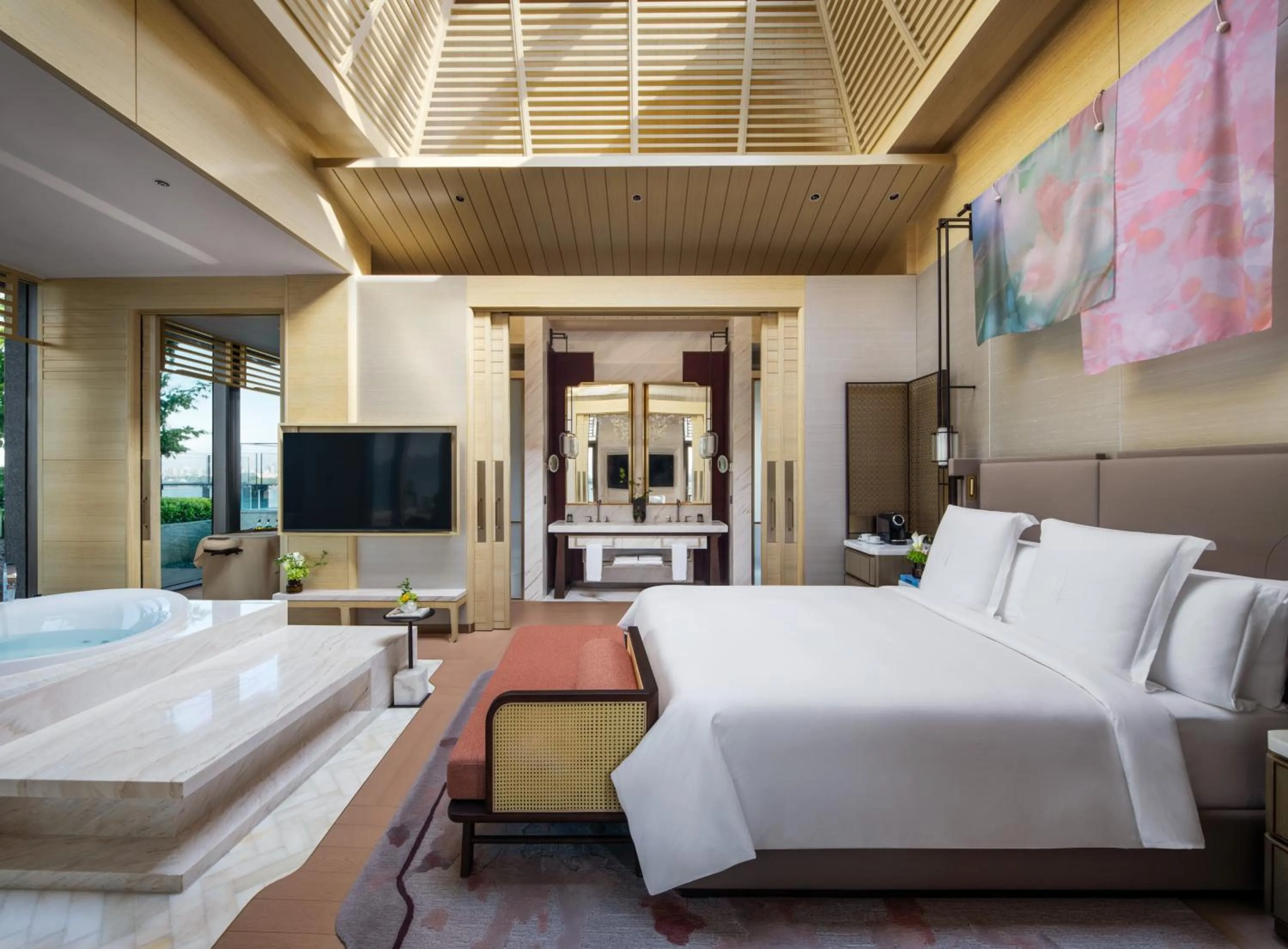 Bed in Four Seasons Hotel Suzhou