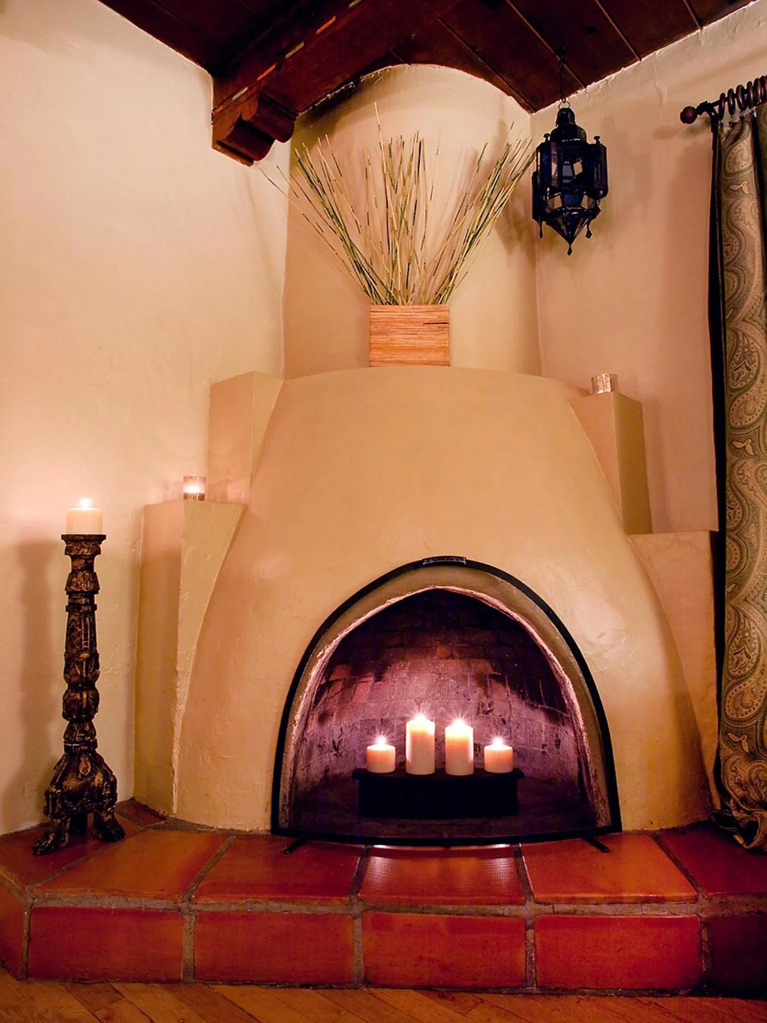 fireplace in Casa de Tres Lunas/House of Three Moons