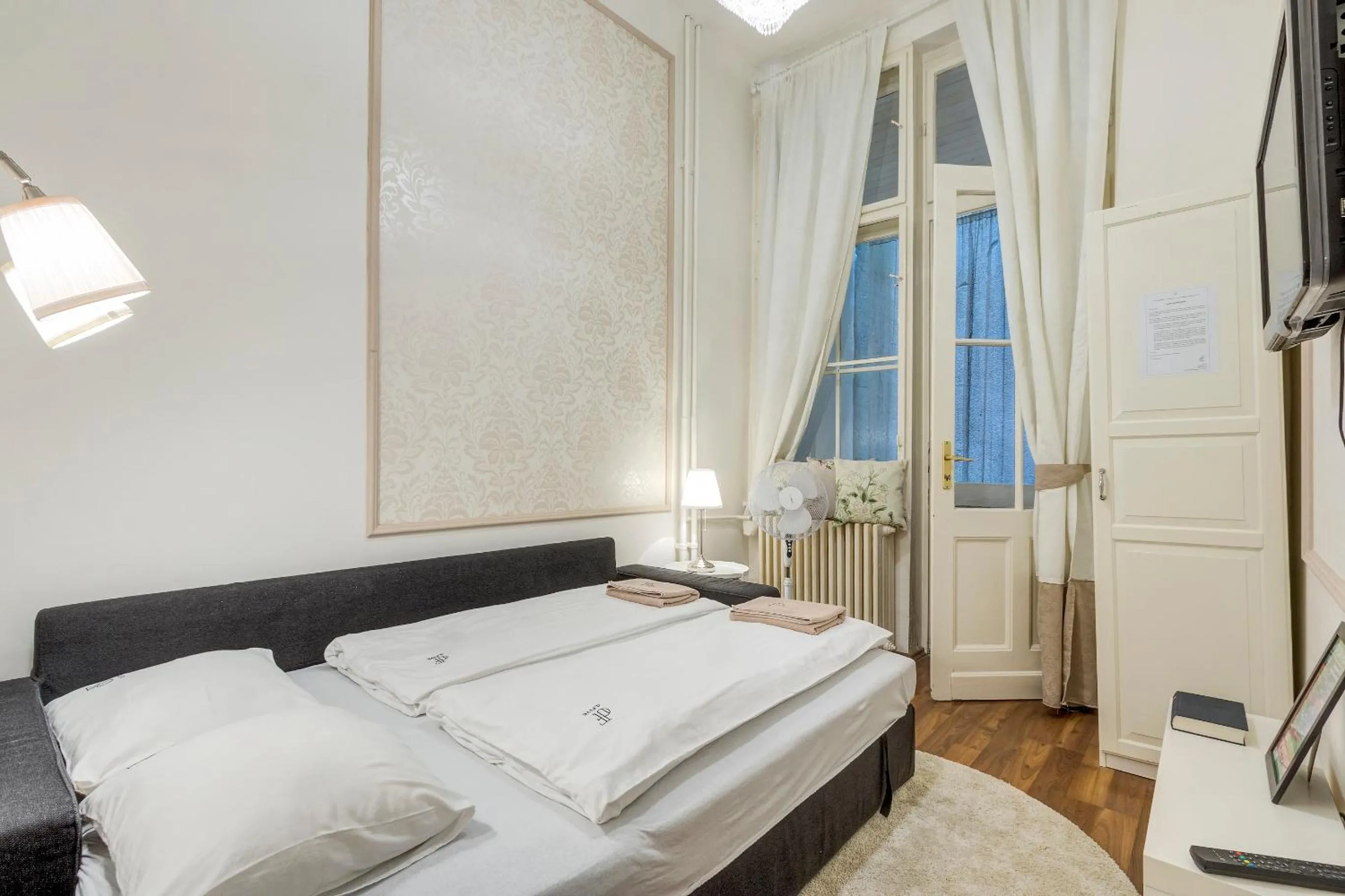 Living room, Bed in Fashion Street Luxury Apartment