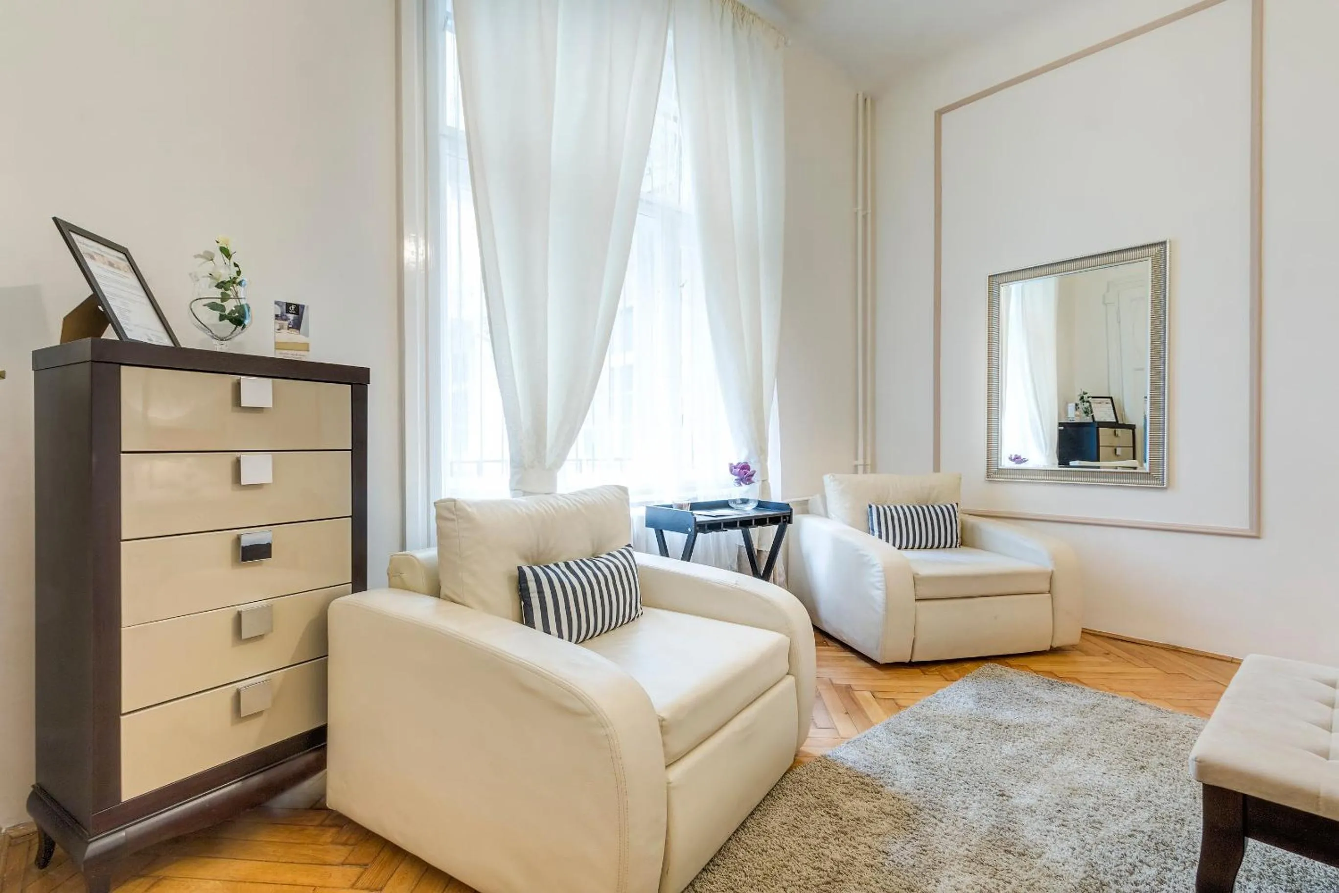 Seating area in Fashion Street Luxury Apartment