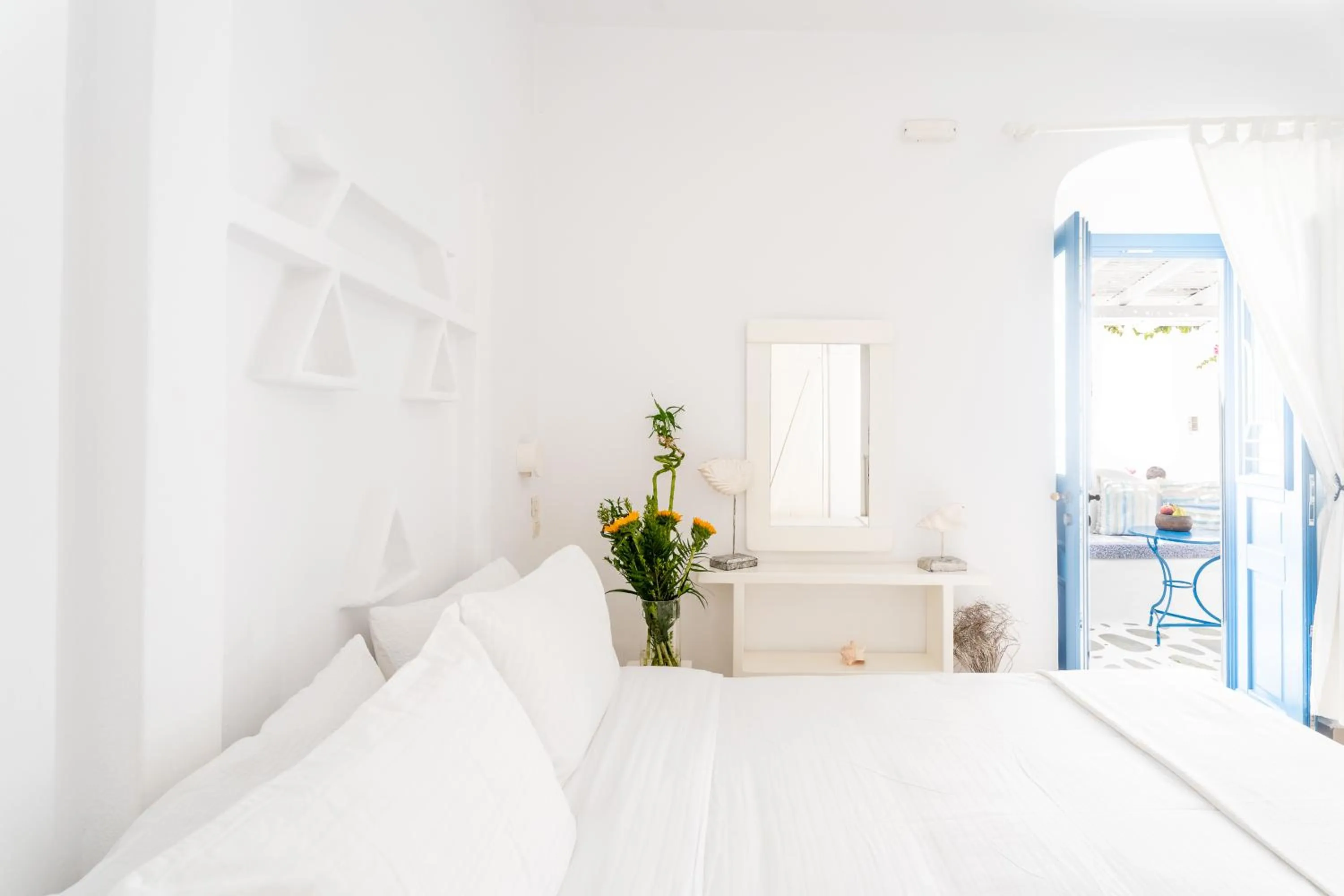 View (from property/room), Bed in Eleanna's Mykonos