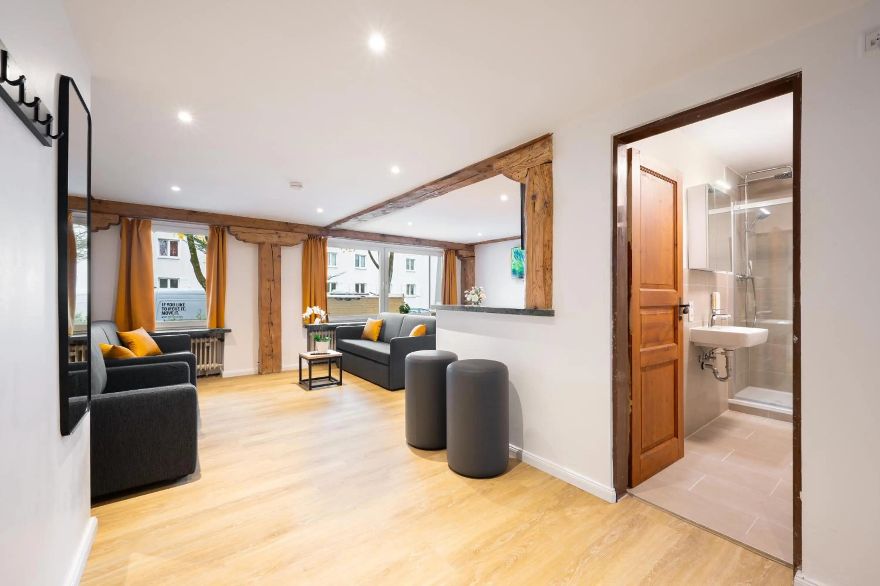 Living room in Homaris Apartments München Laim