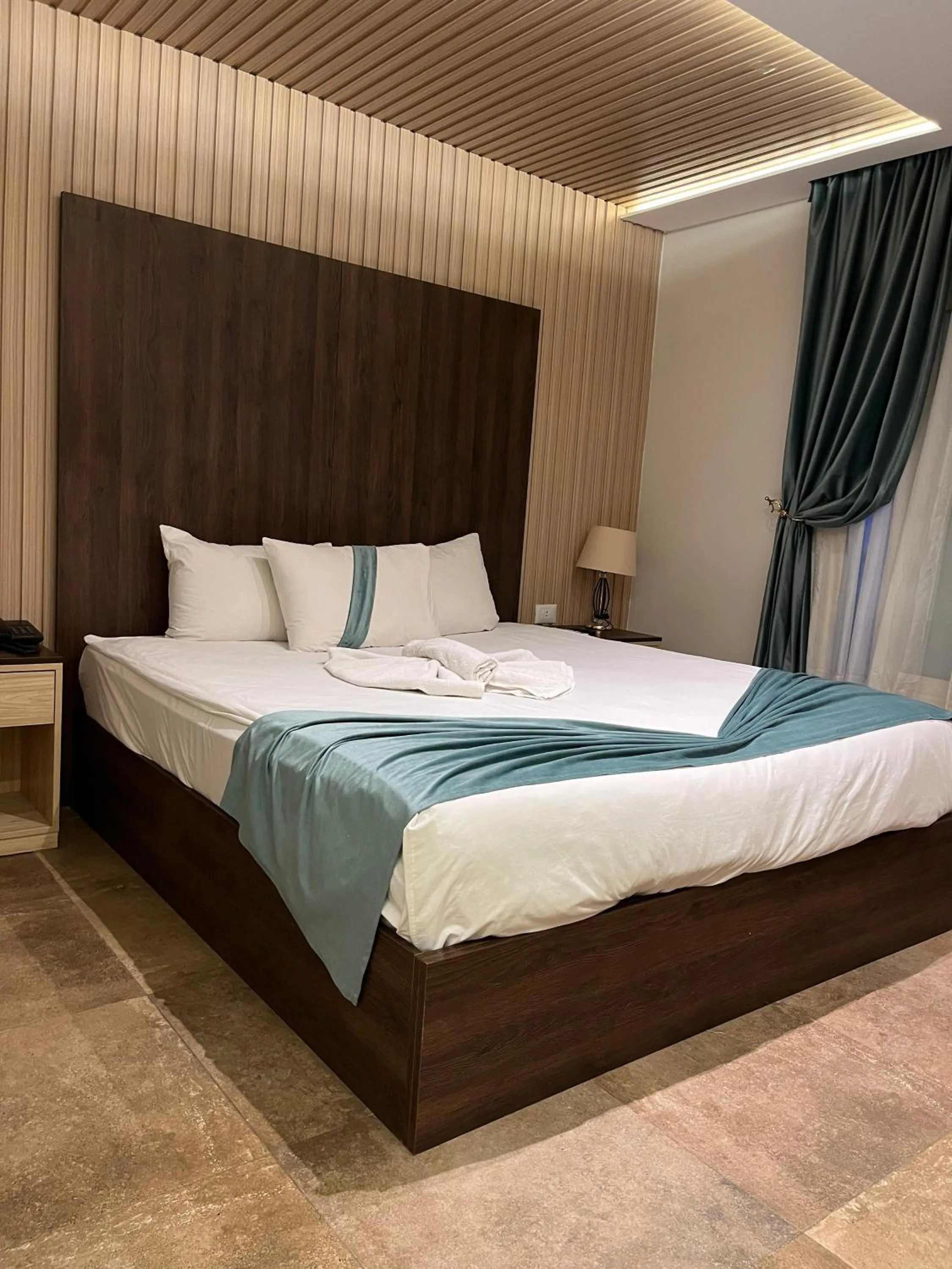 Bed in Blue Pyramids Eyes Hotel