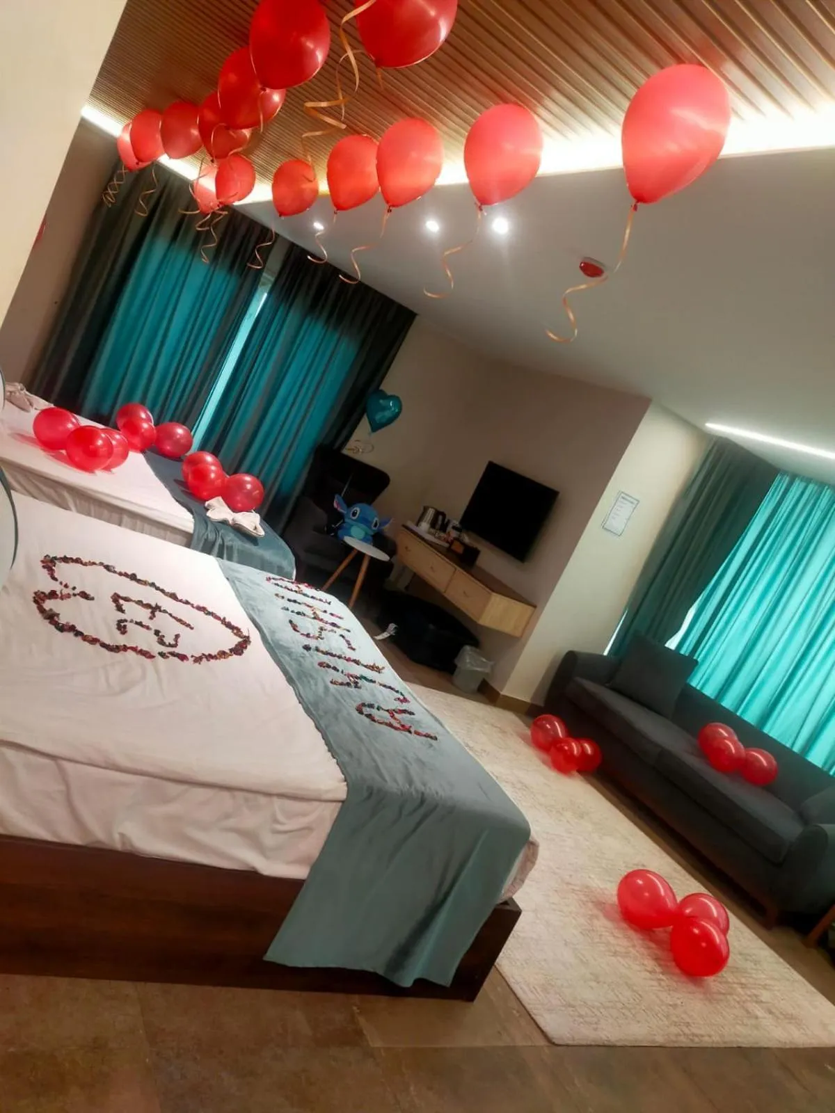 Bed in Blue Pyramids Eyes Hotel