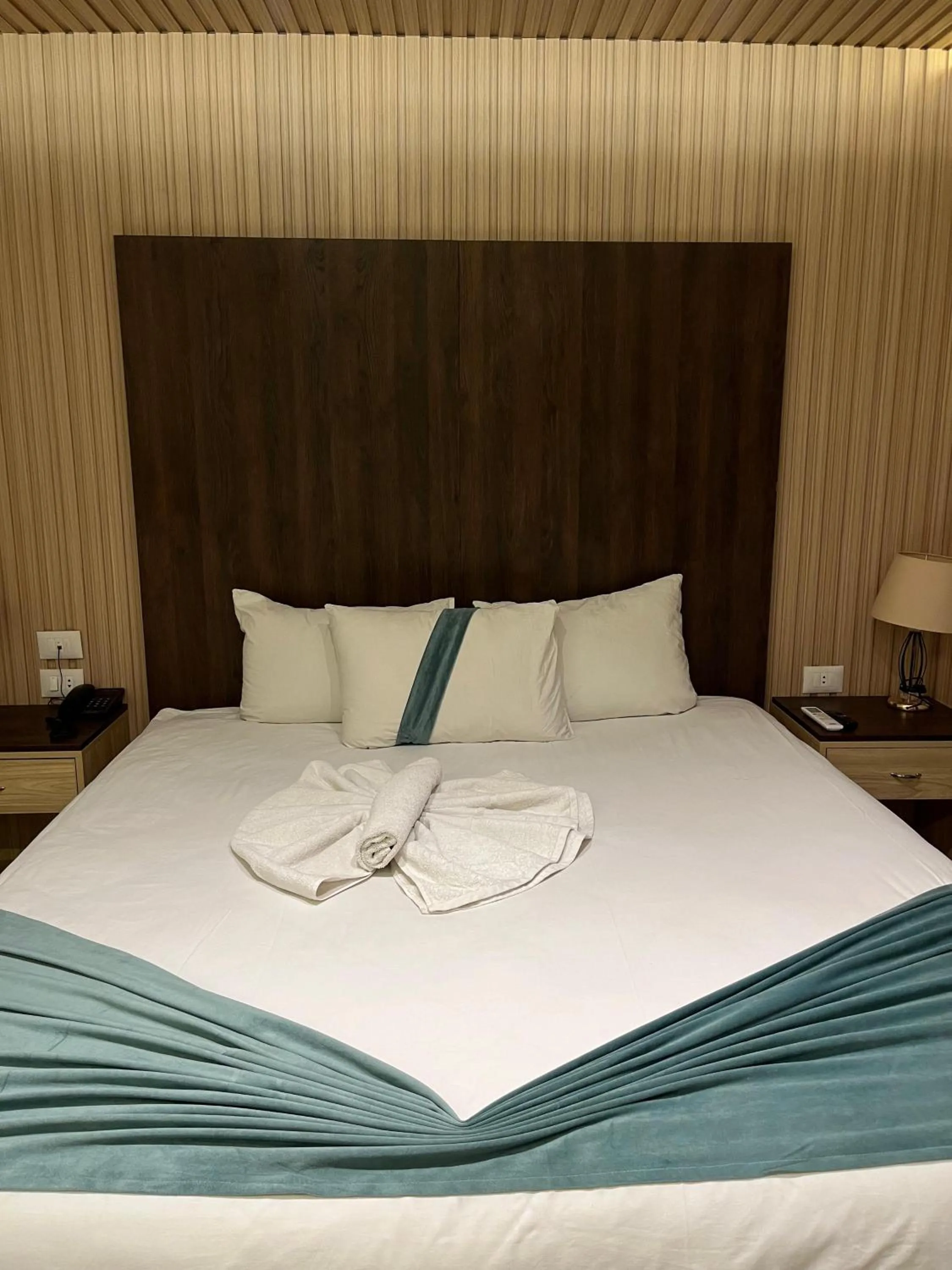 Bed in Blue Pyramids Eyes Hotel