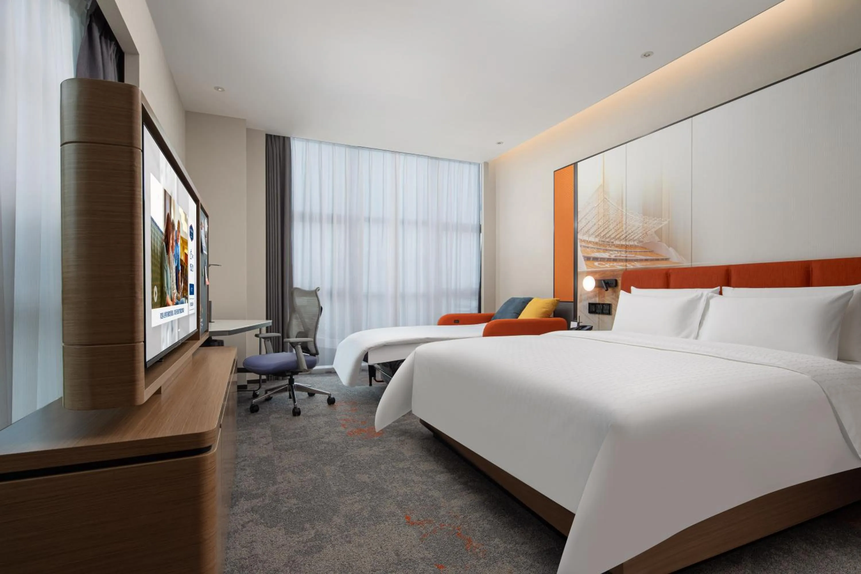 Bed in 广州新塘站希尔顿欢朋酒店