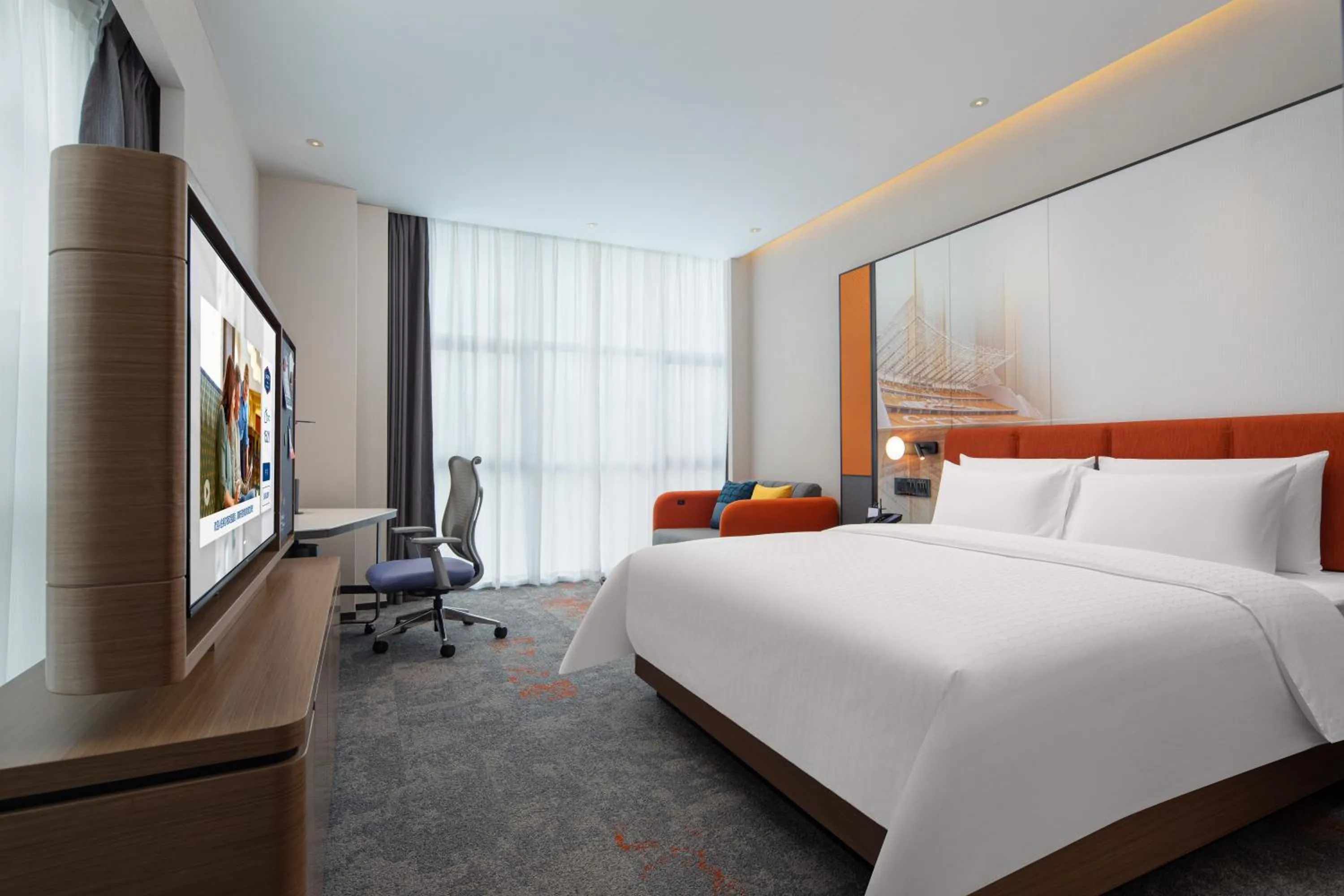 Bed in 广州新塘站希尔顿欢朋酒店