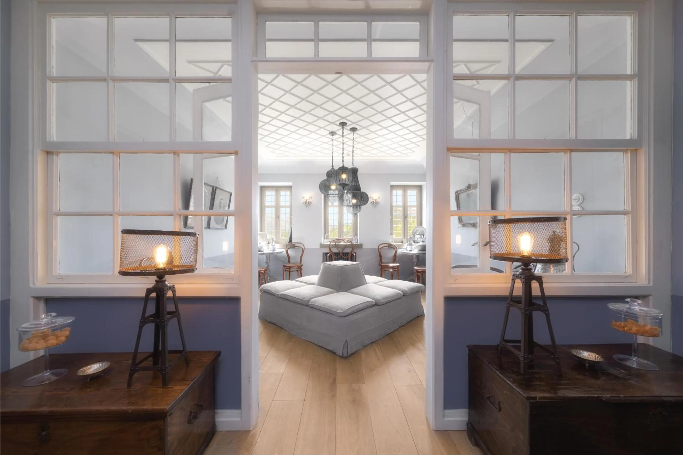 Seating area, Bed in Apeiros Chora Hotel